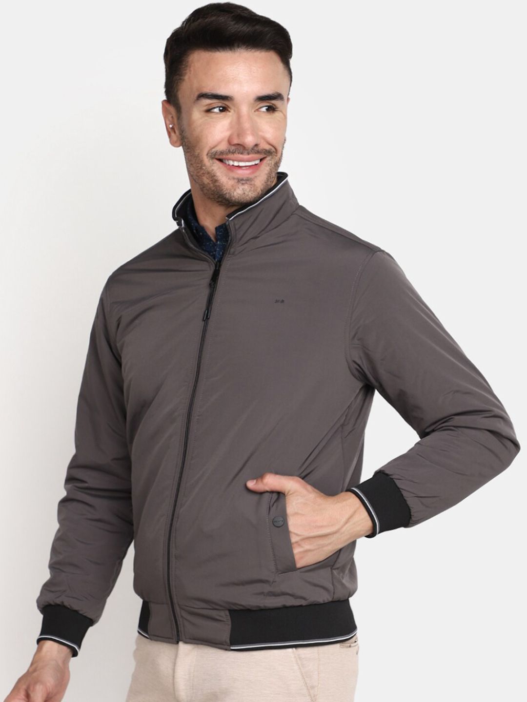 Buy V-Mart Mock Collar Cotton Reversible Bomber Jacket - Jackets