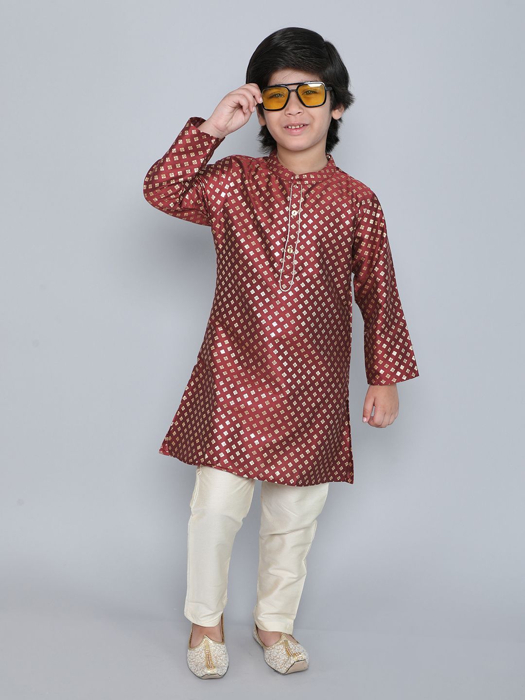 The Magic Wand Boys Ethnic Motifs Printed Regular Kurta With Pyjamas