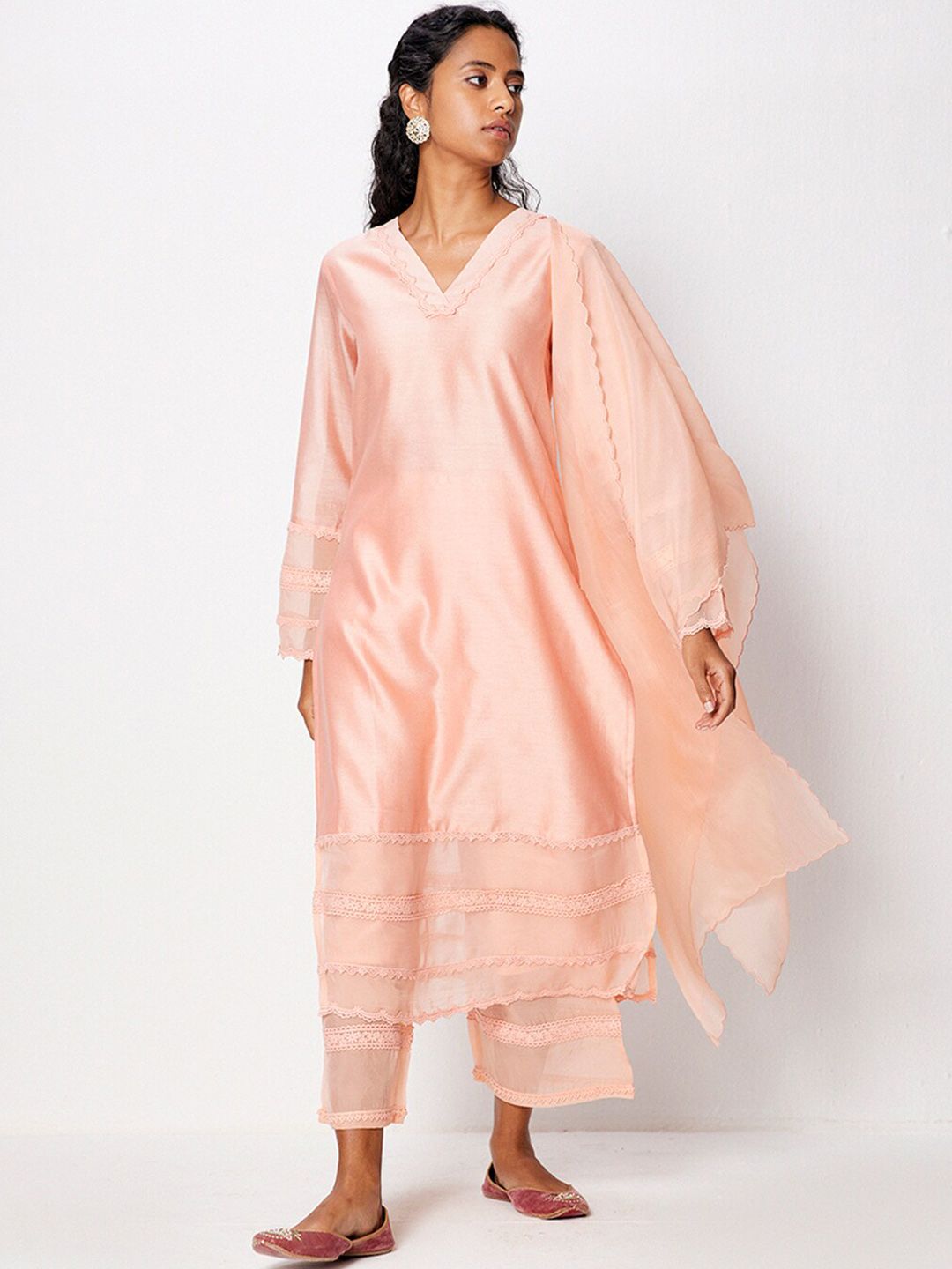 Ancestry V-Neck Chanderi Silk Straight Kurta