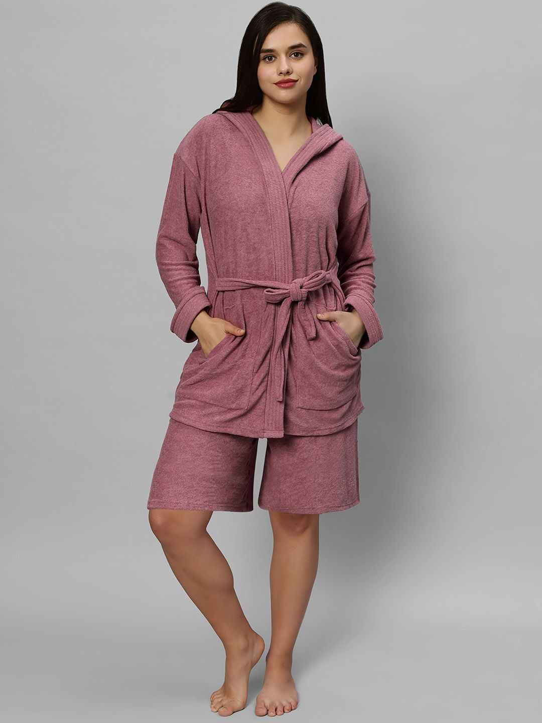 HotGown Women Hooded Double Terry Bathrobe With Shorts