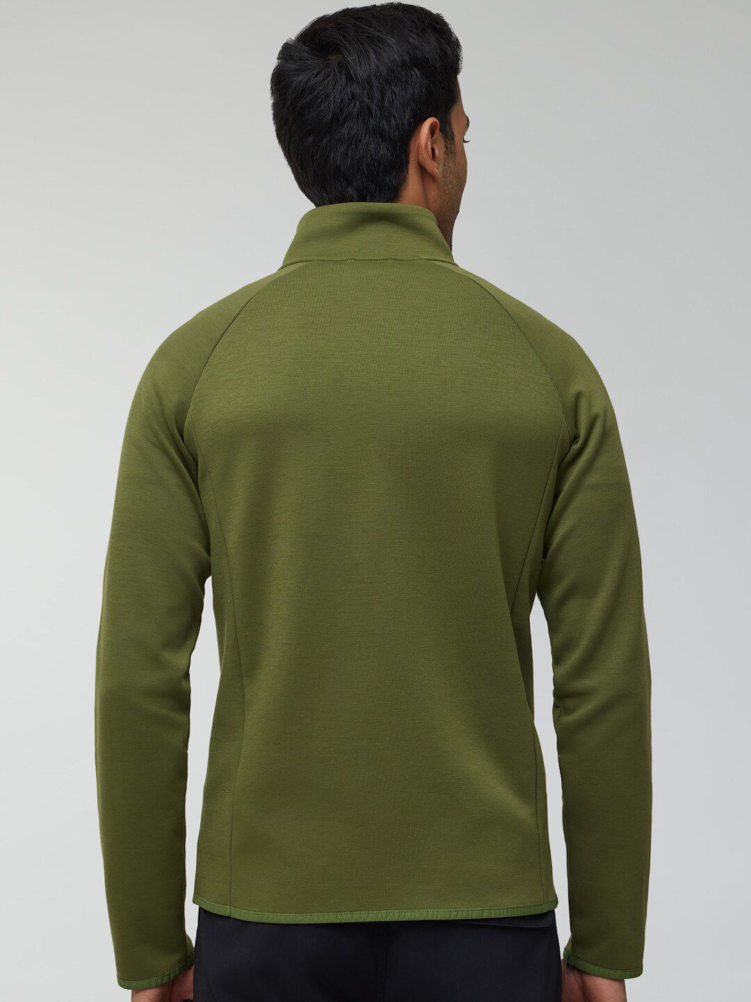 Buy XYXX Men Regular Fit Solid Olive Green Half- Zip Sweatshirt