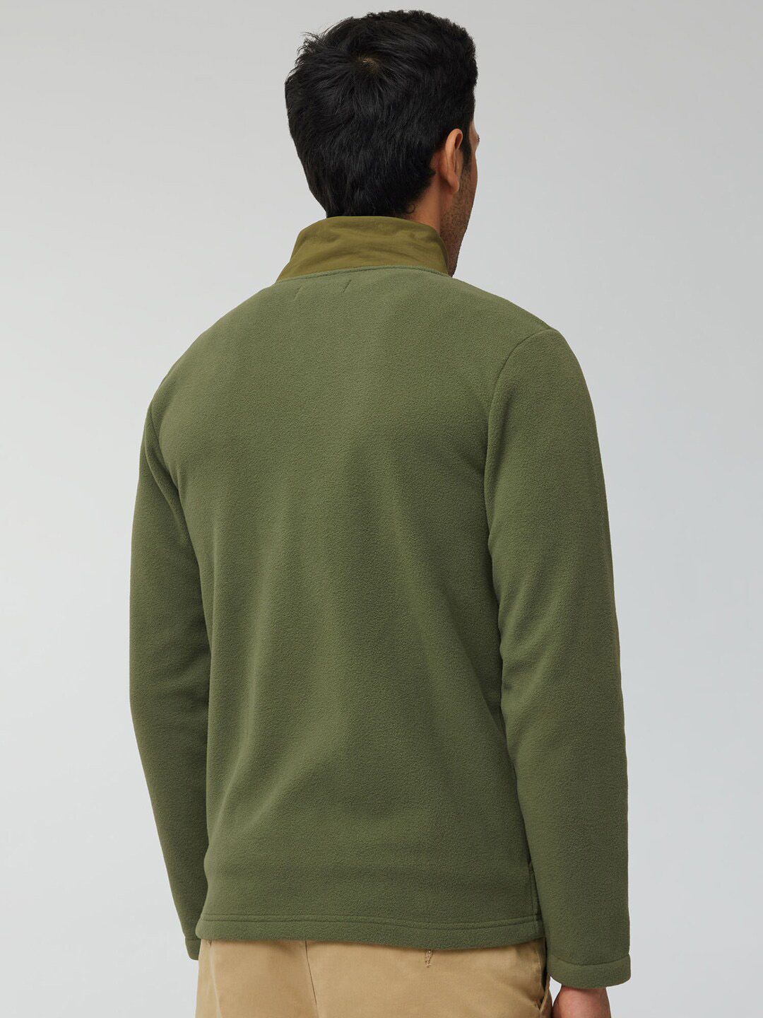 Buy XYXX Men Regular Fit Colorblock Olive Green Winter Fleece