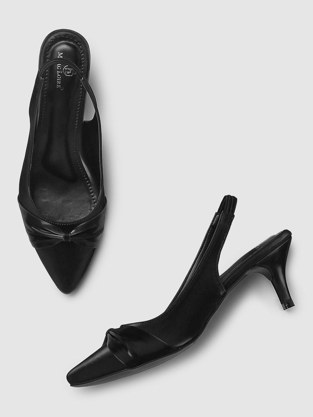 Marc Loire Pointed Toe Kitten Pumps With Backstrap