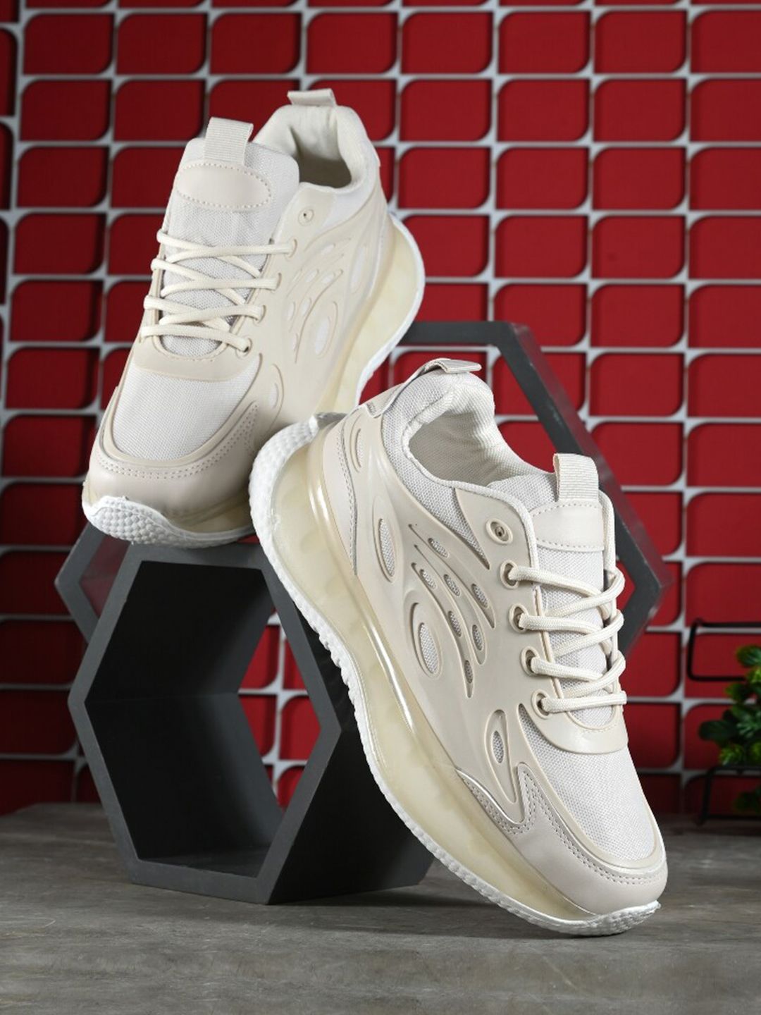 The Roadster Lifestyle Co. Women Beige & White Running Sports Shoes