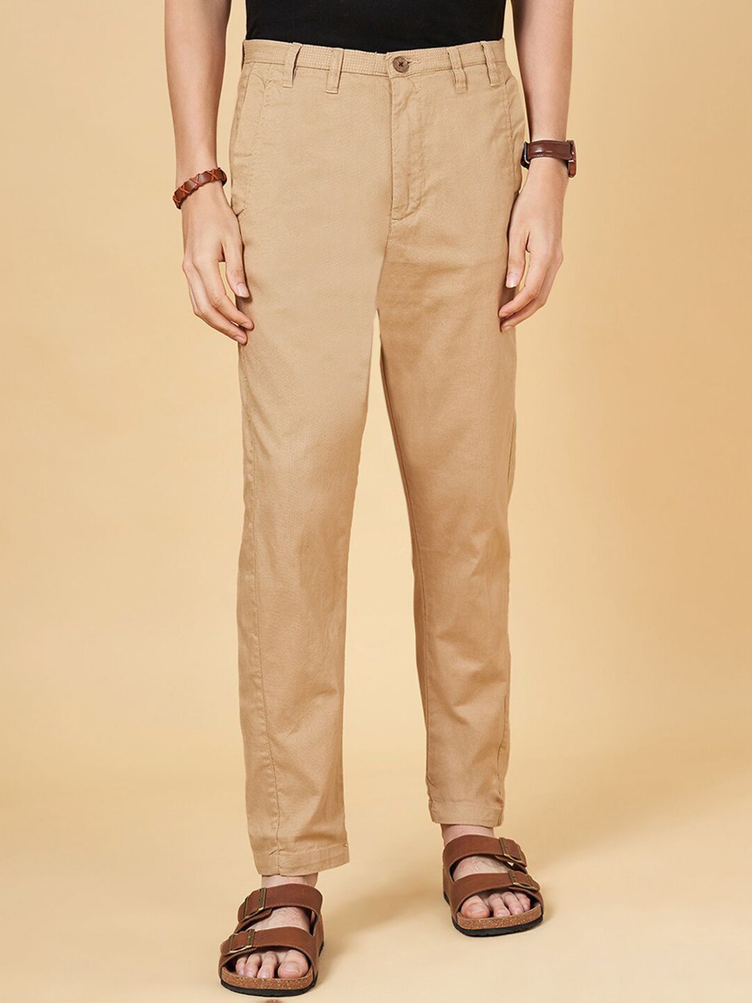7 Alt by Pantaloons Men Mid-Rise Regular Fit Cotton Trousers