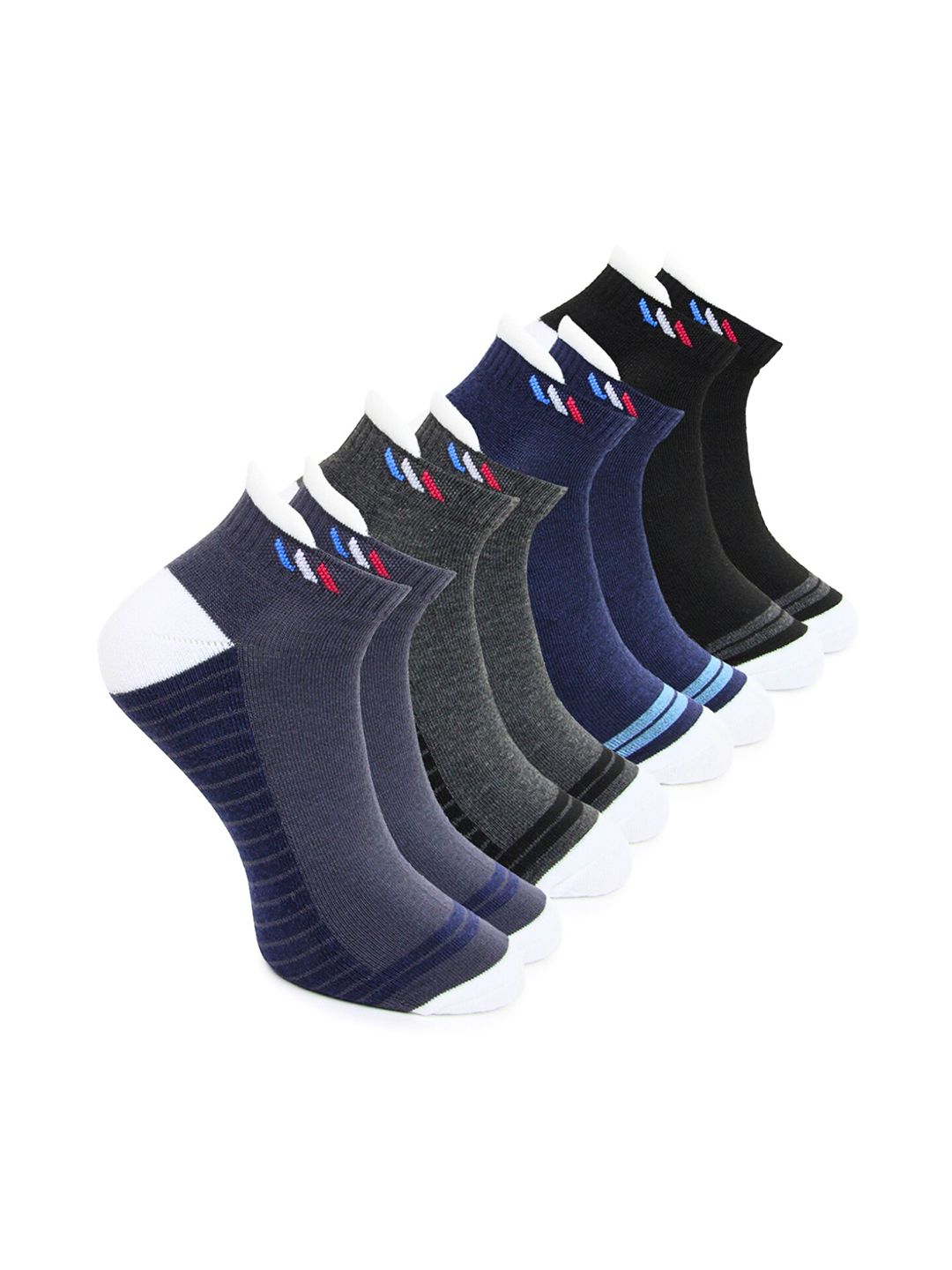 BAESD Men Pack Of 4 Striped Sweat-Absorbent Ankle-length Socks