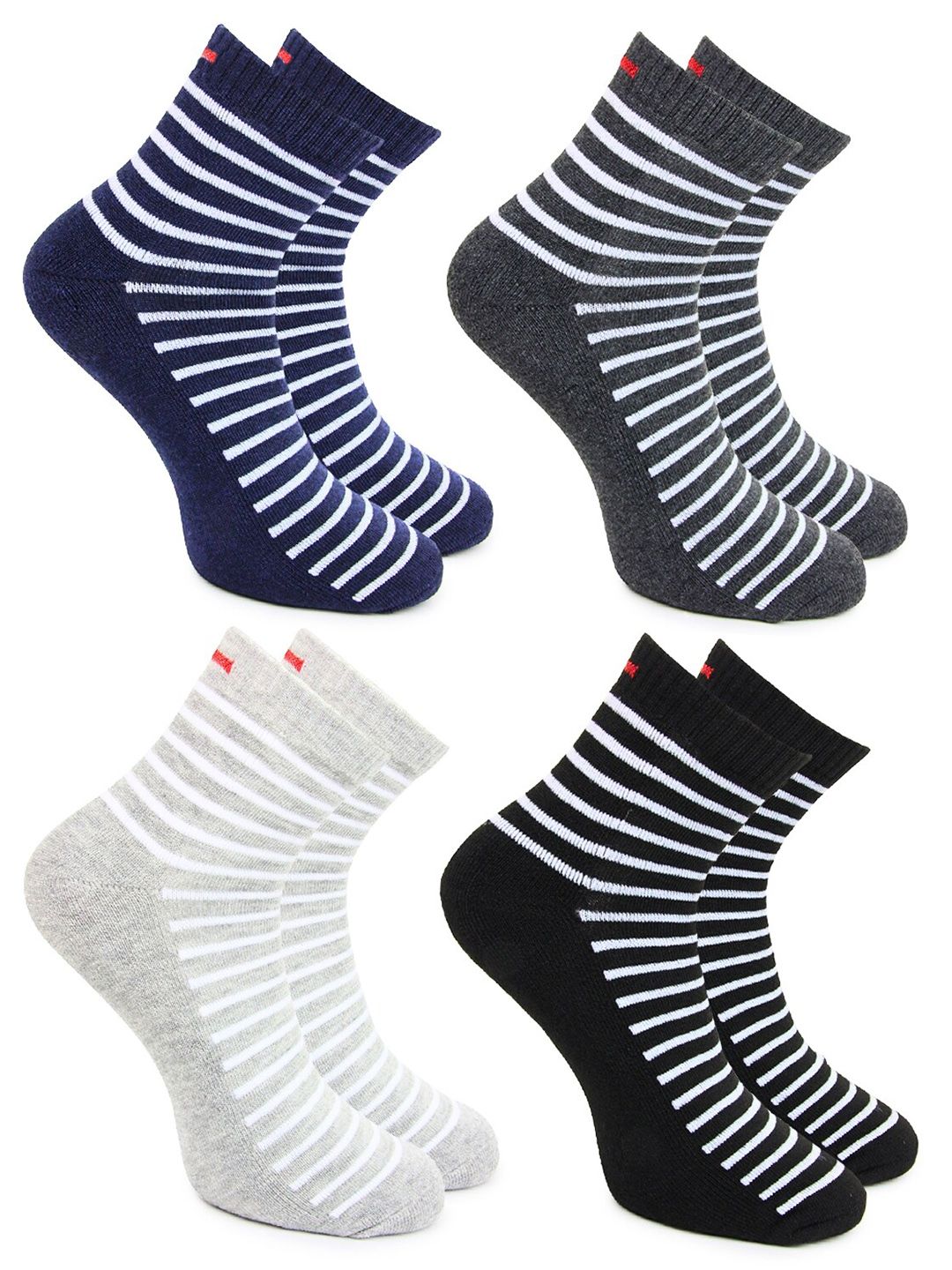 BAESD Men Pack Of 4 Striped Ankle-Length Socks