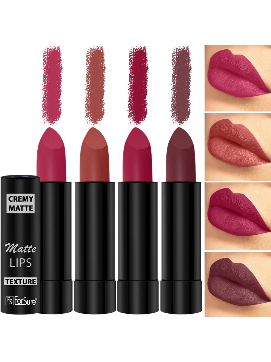 ForSure Set of 4 Cremy Matte Long Lasting & Lightweight Lipstick - Shades 73-80-84-92