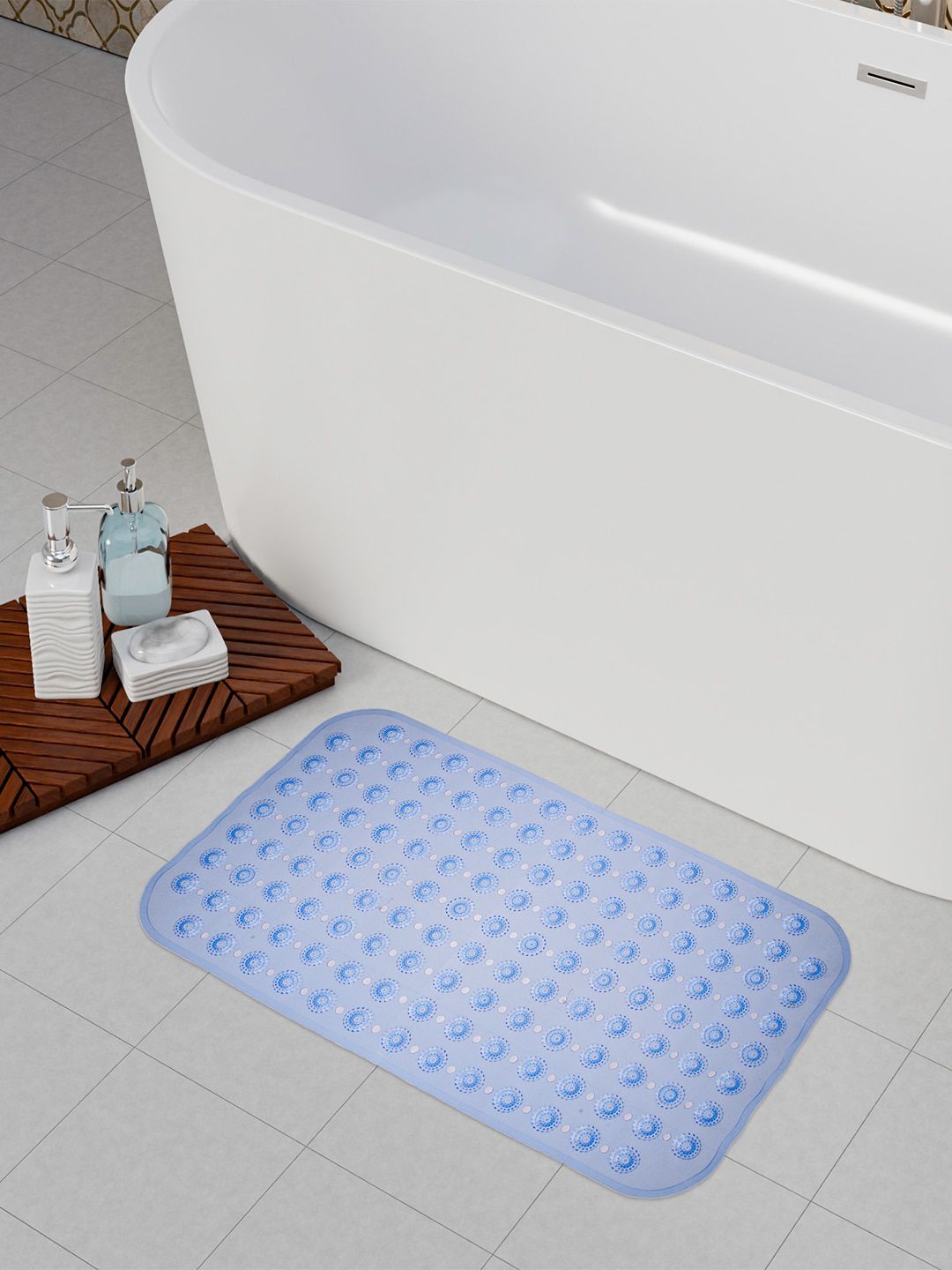 Kuber Industries Blue Anti Skid PVC Bath Shower Mat With Drain Holes
