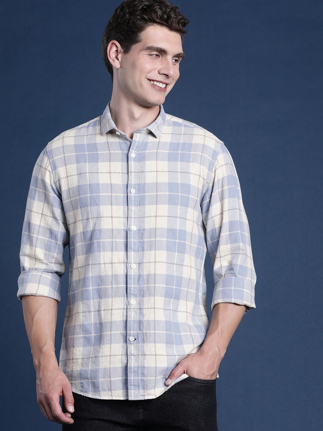 Mast & Harbour Standard Tartan Checked Cotton Casual Shirt