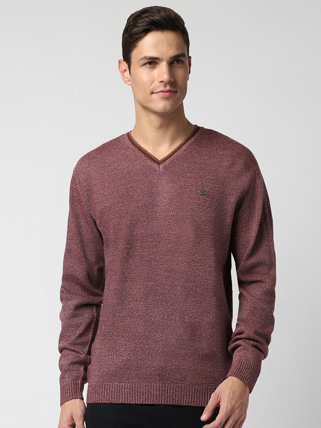 Peter England Casuals Textured V-Neck Pullover