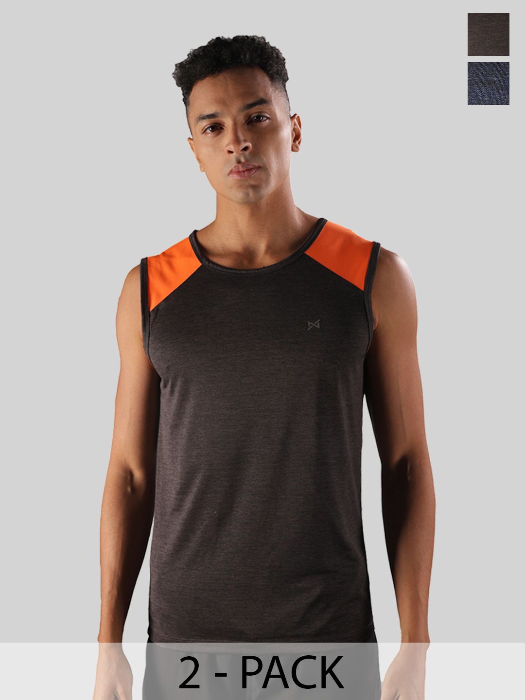 Force NXT Men Microfiber Anti Viral Anti Odour Cool Pack Of 2 Sports Muscle T-Shirt