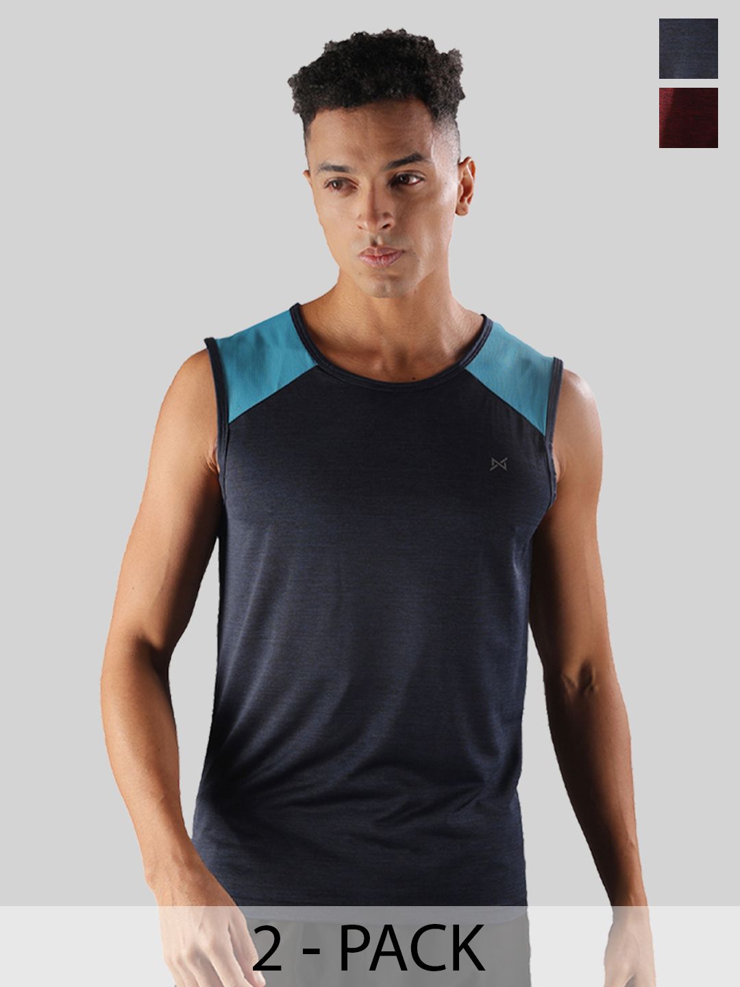 Force NXT Men Microfiber Anti Viral Anti Odour Cool Pack Of 2 Sports Muscle T-Shirt