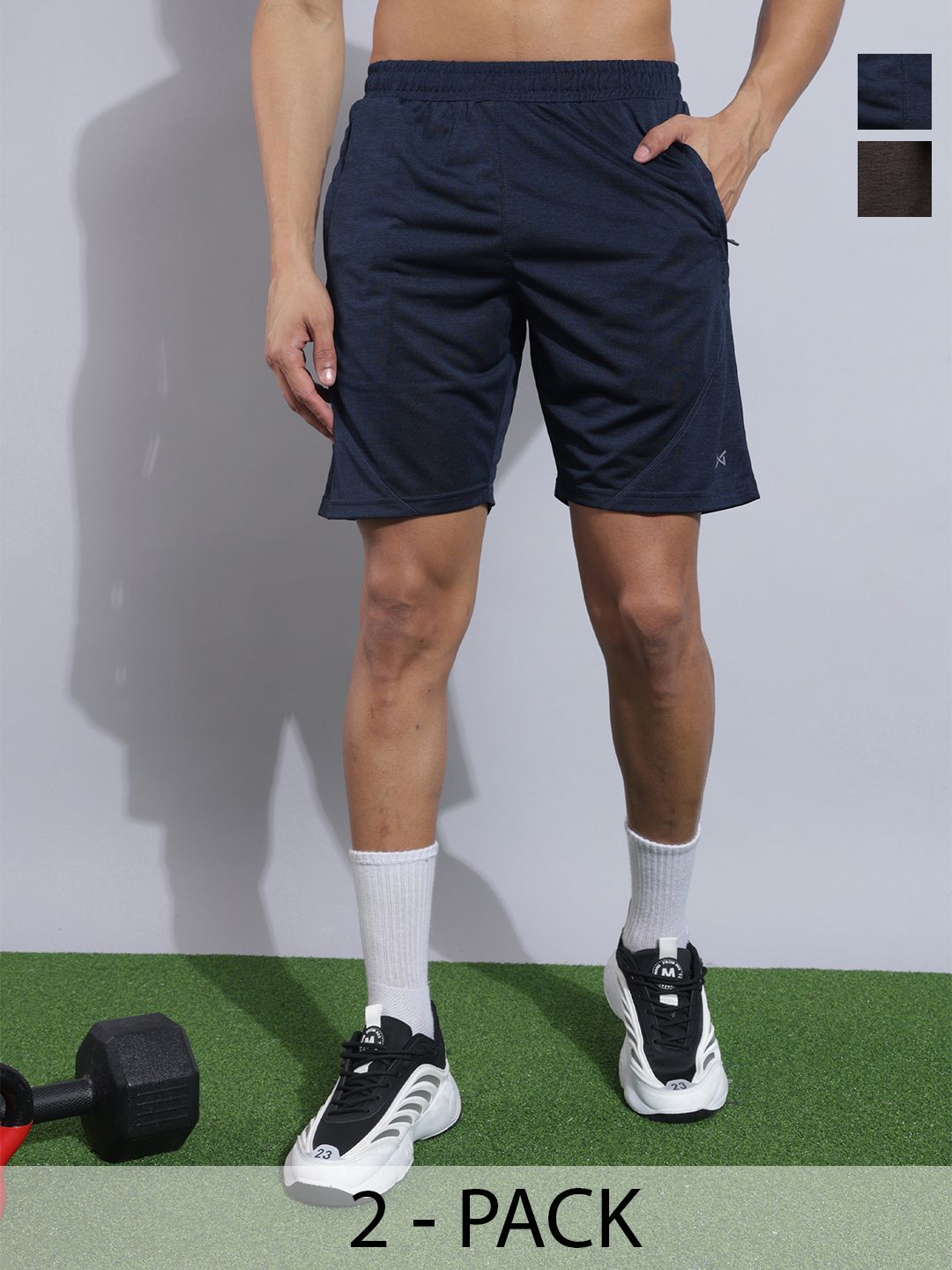 Force NXT Men Microfiber Anti Viral Anti Odour Cool Pack Of 2 Sports Shorts