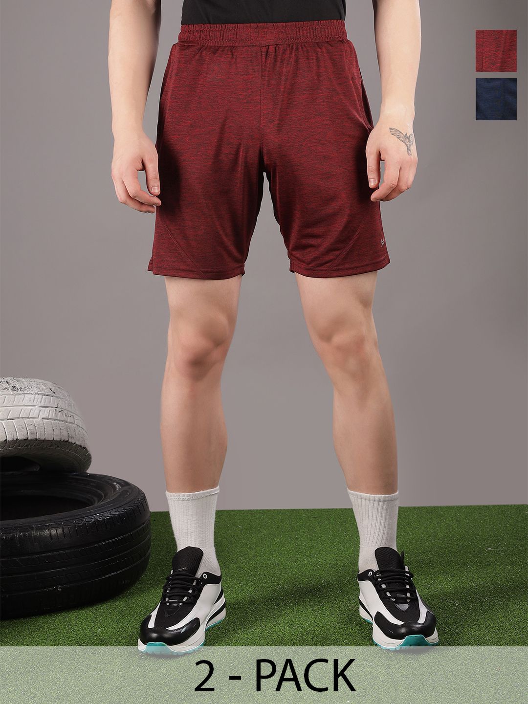 Force NXT Men Microfiber Anti Viral Anti Odour Cool Pack Of 2 Sports Shorts