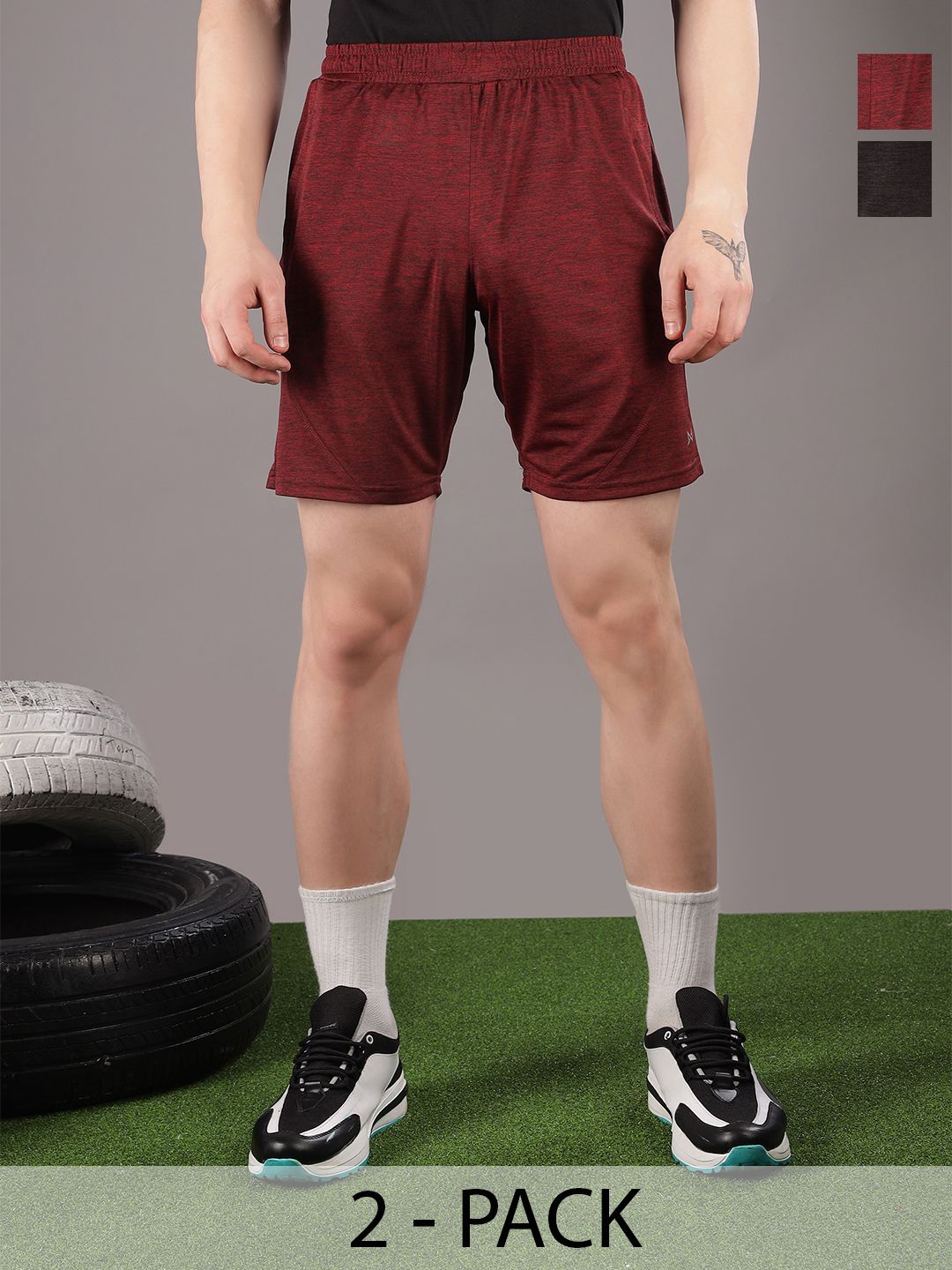 Force NXT Men Microfiber Anti Viral Anti Odour Cool Pack Of 2 Sports Shorts