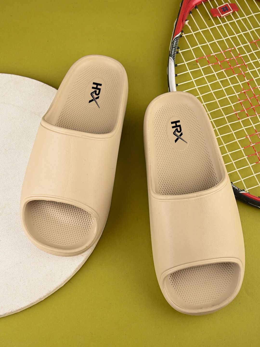 HRX by Hrithik Roshan Women Beige Rubber Sliders