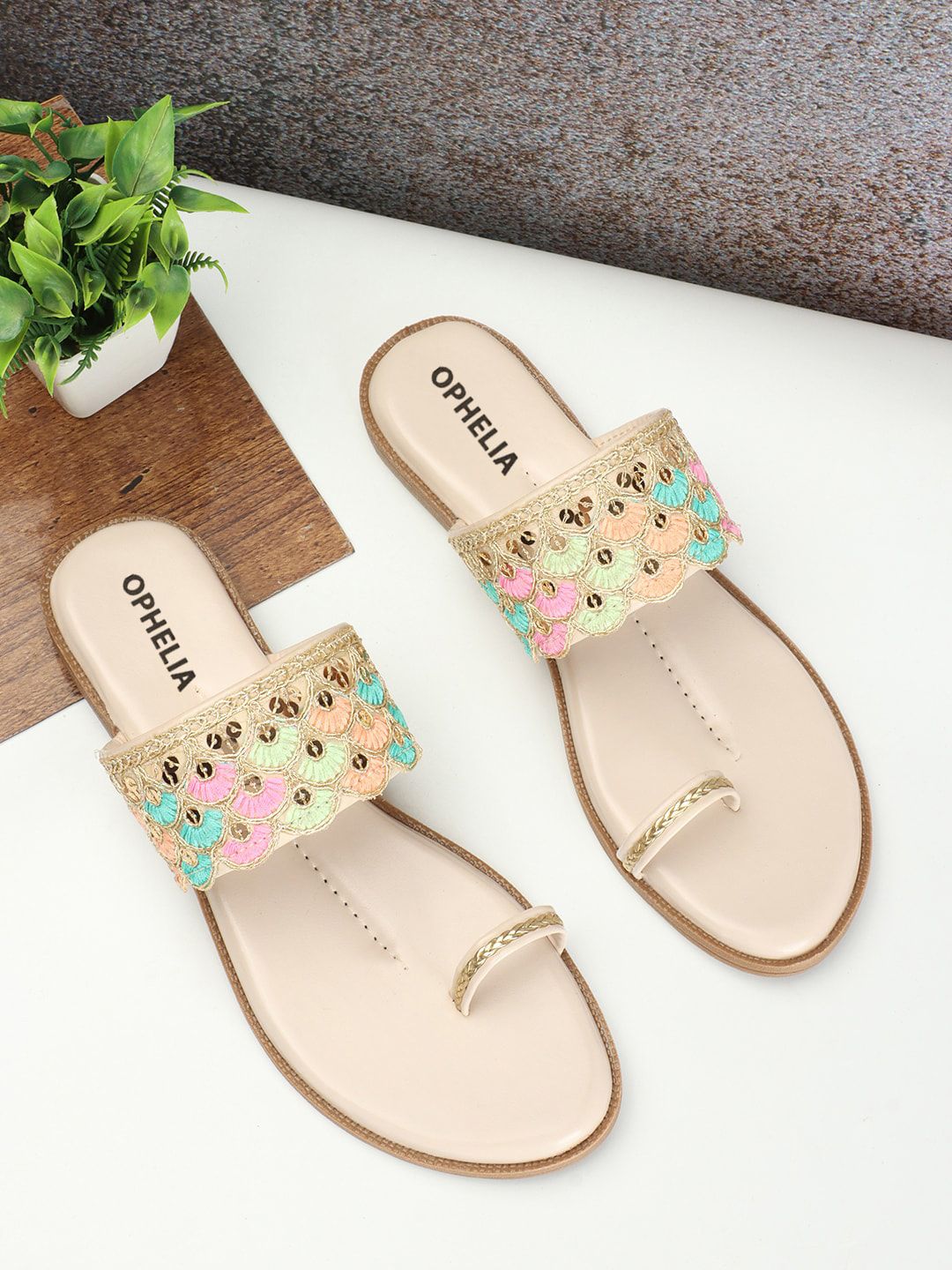 OPHELIA Embellished One Toe Flats Price in India