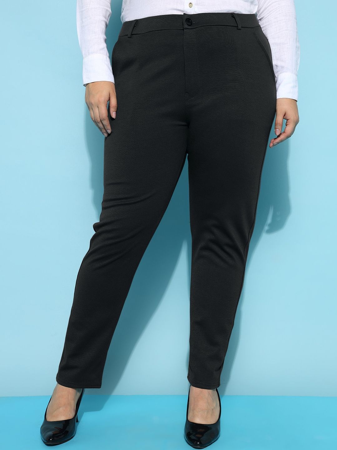 FITHUB Women Sharp Slim Fit High-Rise Easy Wash Formal Trouser Price in India