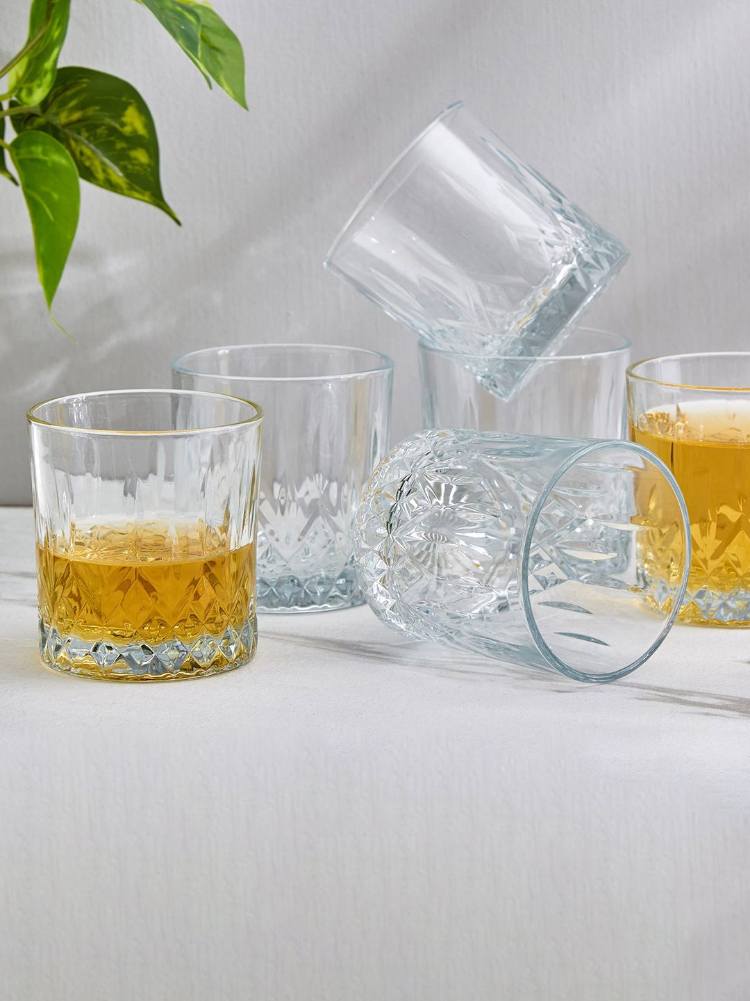Home Centre Home Centre Mizu 6 Pcs Transparent Double Old Fashioned Whisky Glasses - 300 ML Each