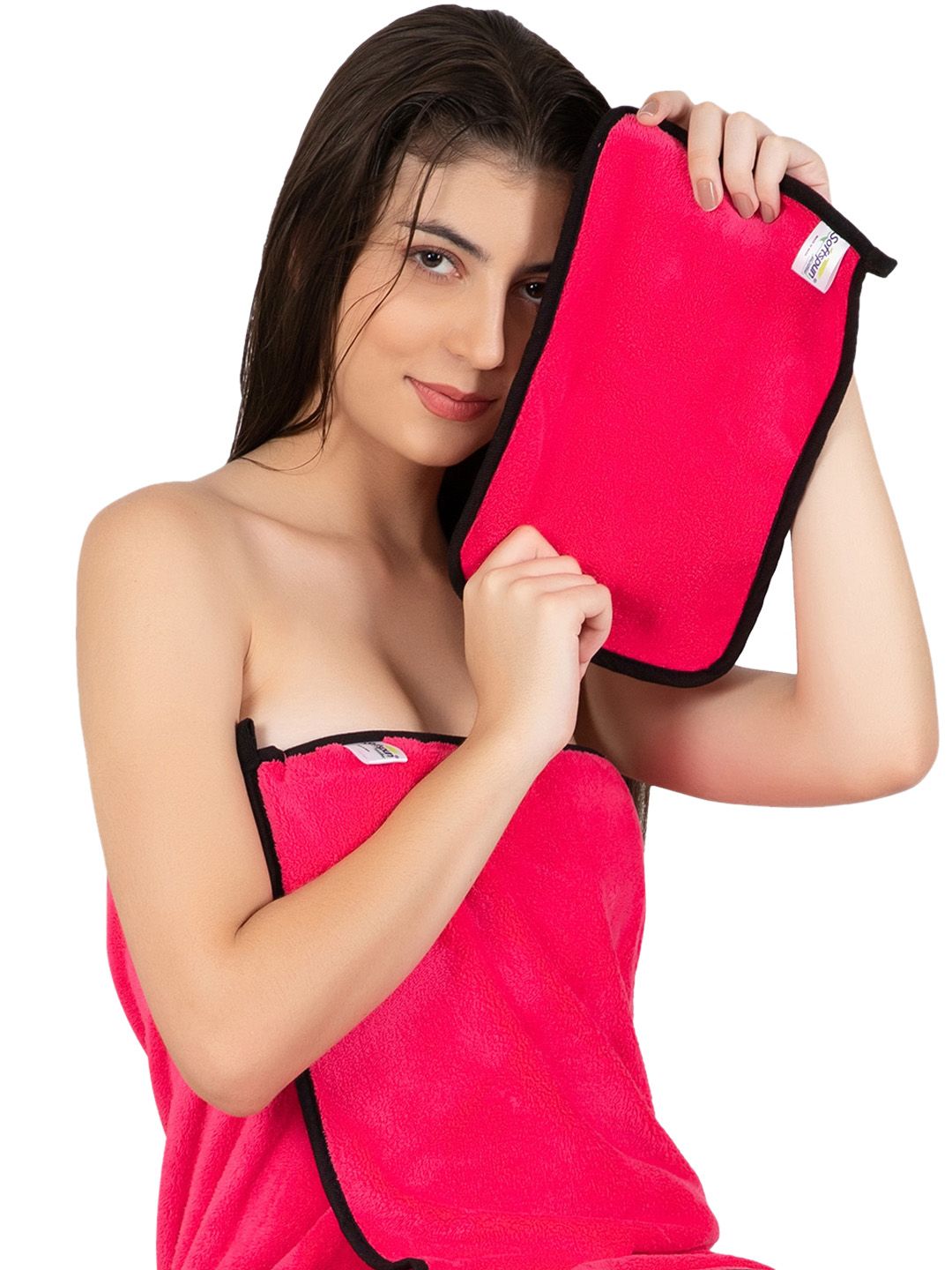Softspun Microfiber Pink 4 Pieces Ultra Soft Hand Towels