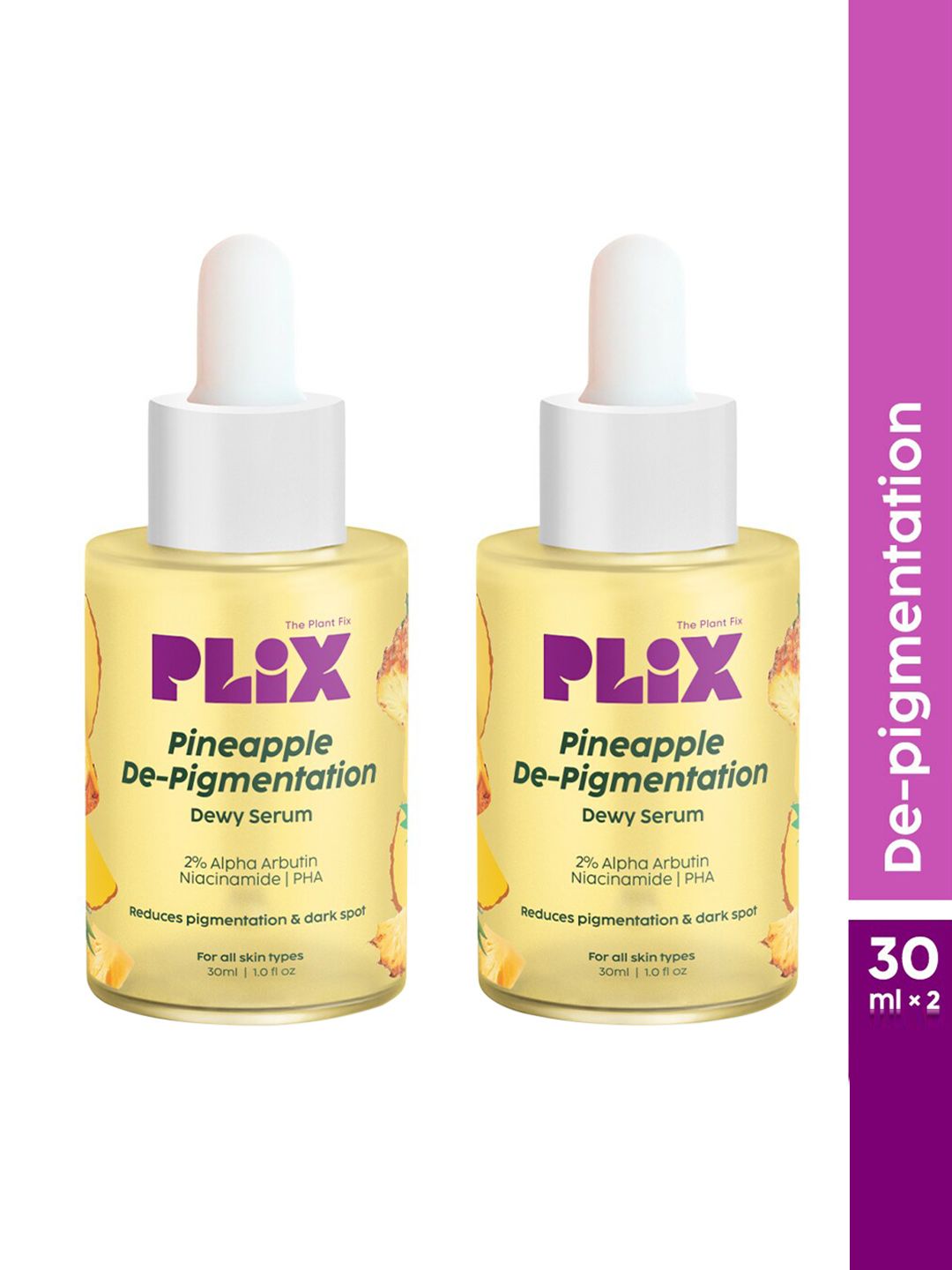 PLIX THE PLANT FIX Pineapple Set Of 2 De-Pigmentation Dewy Face Serum - 30ml Each