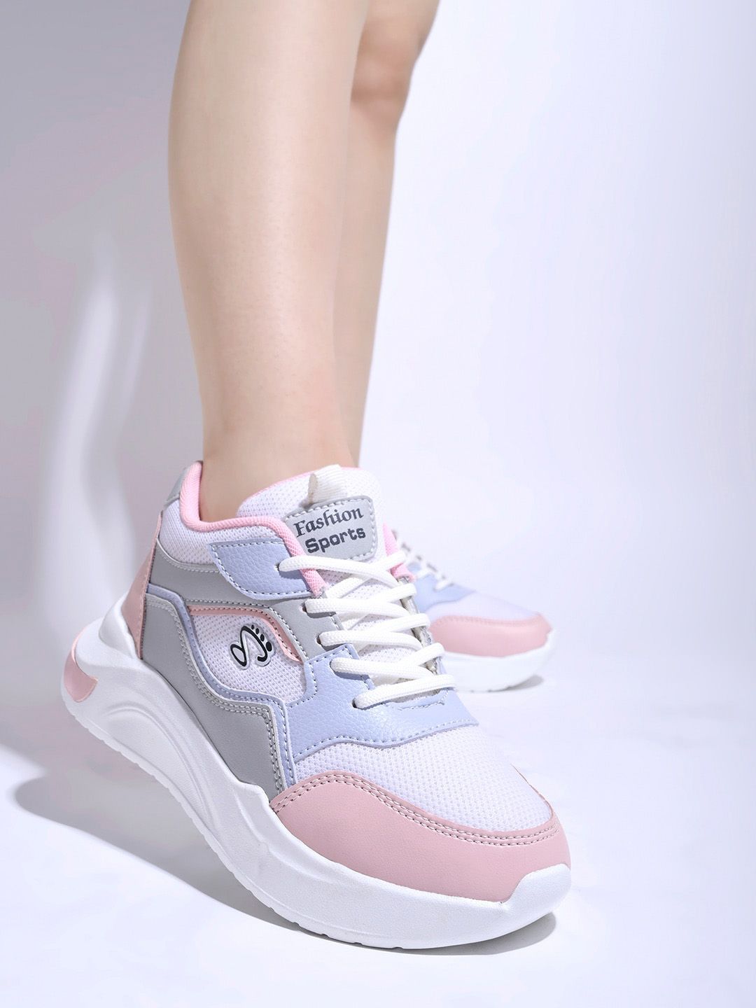 Shoetopia Women Pink Colourblocked Sneakers