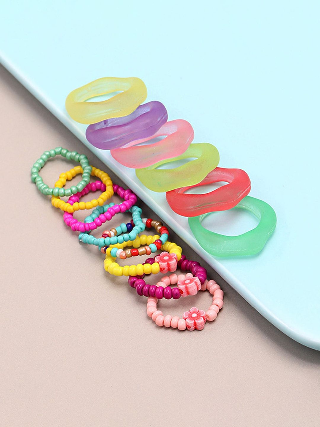 Set Of 14 Finger Ring Set Yellow Chimes Set Of 14 Adjustable Finger Ring Set
