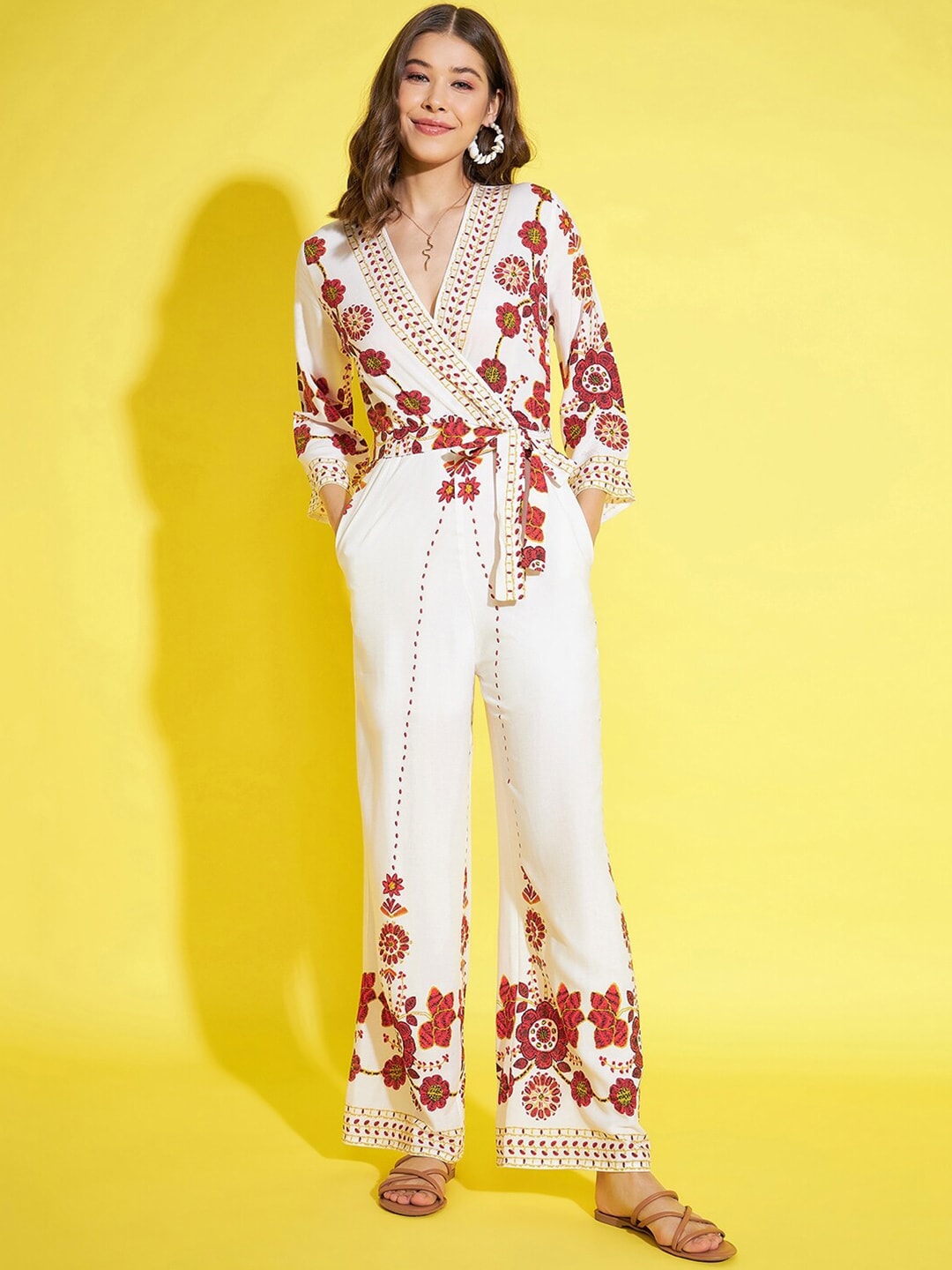 StyleStone Floral Printed Angrakha Basic Jumpsuit Price in India