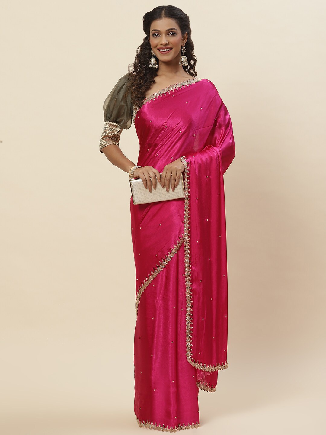 Meena Bazaar Embellished Saree Price in India