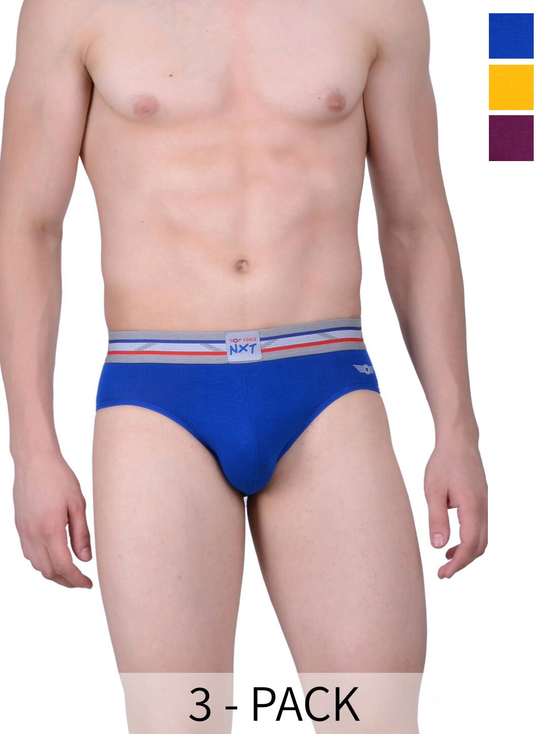 Force NXT Pack Of 3 Men Super Combed Cotton Modal Four Way Stretch Brief
