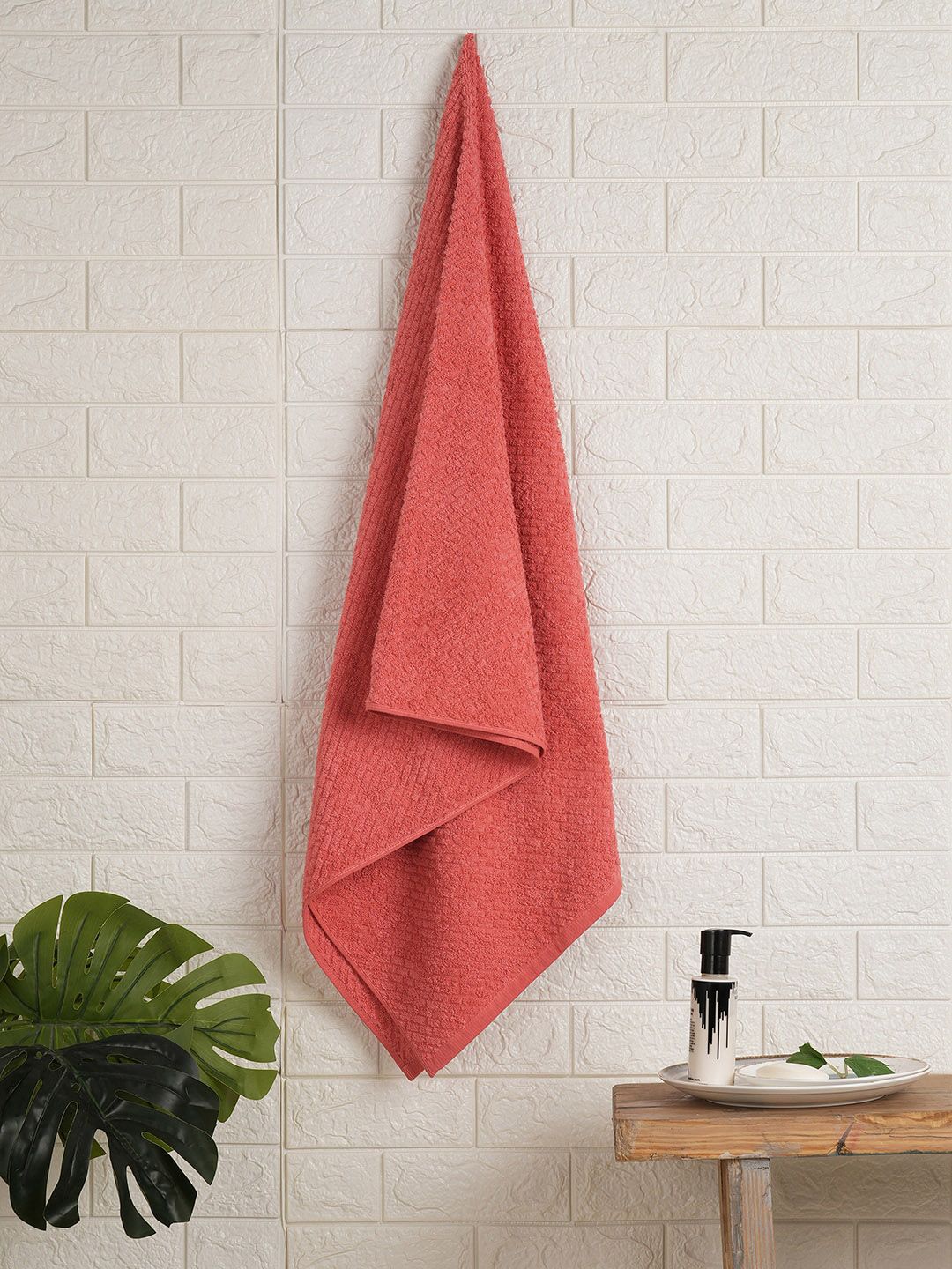 SPACES Orange Pure Cotton Anti-Bacterial 400 GSM Bath Towel