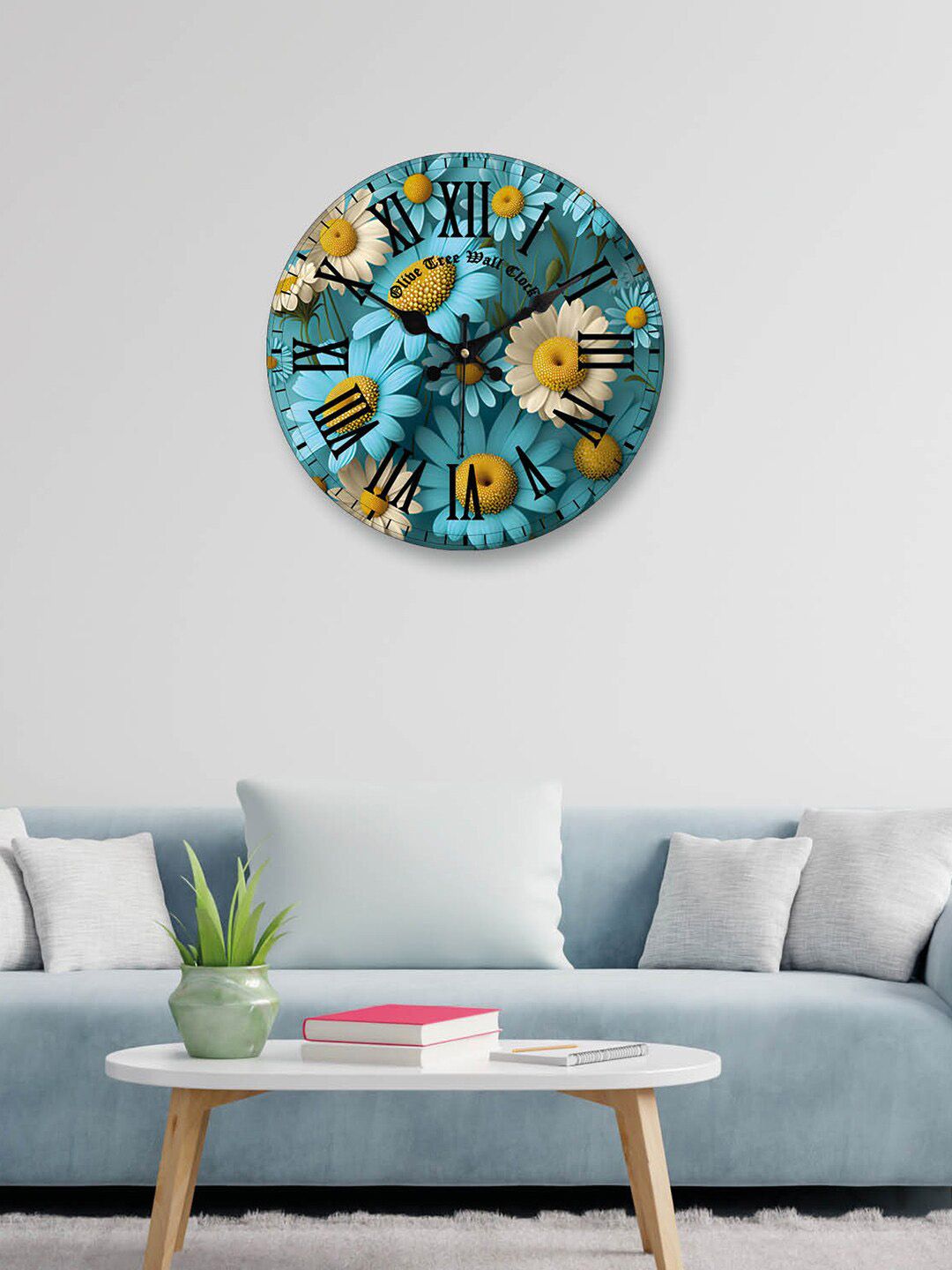 OLIVE TREE OLIVE TREE Blue & Beige Printed Contemporary Wall Clock