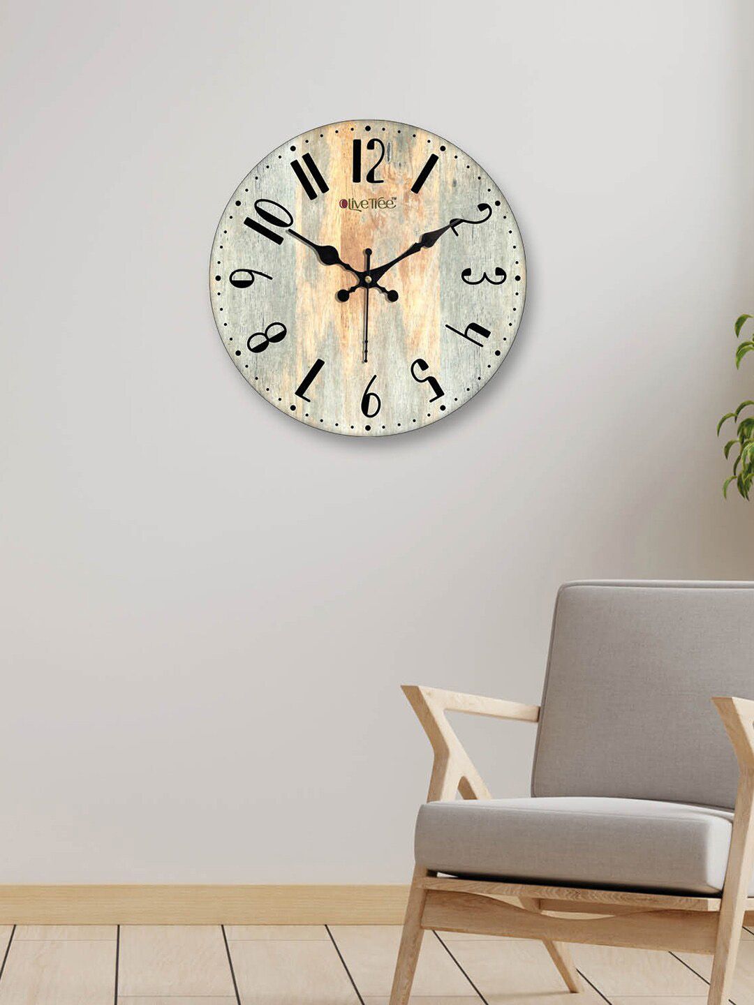 OLIVE TREE OLIVE TREE White & Black Printed Contemporary Wall Clock