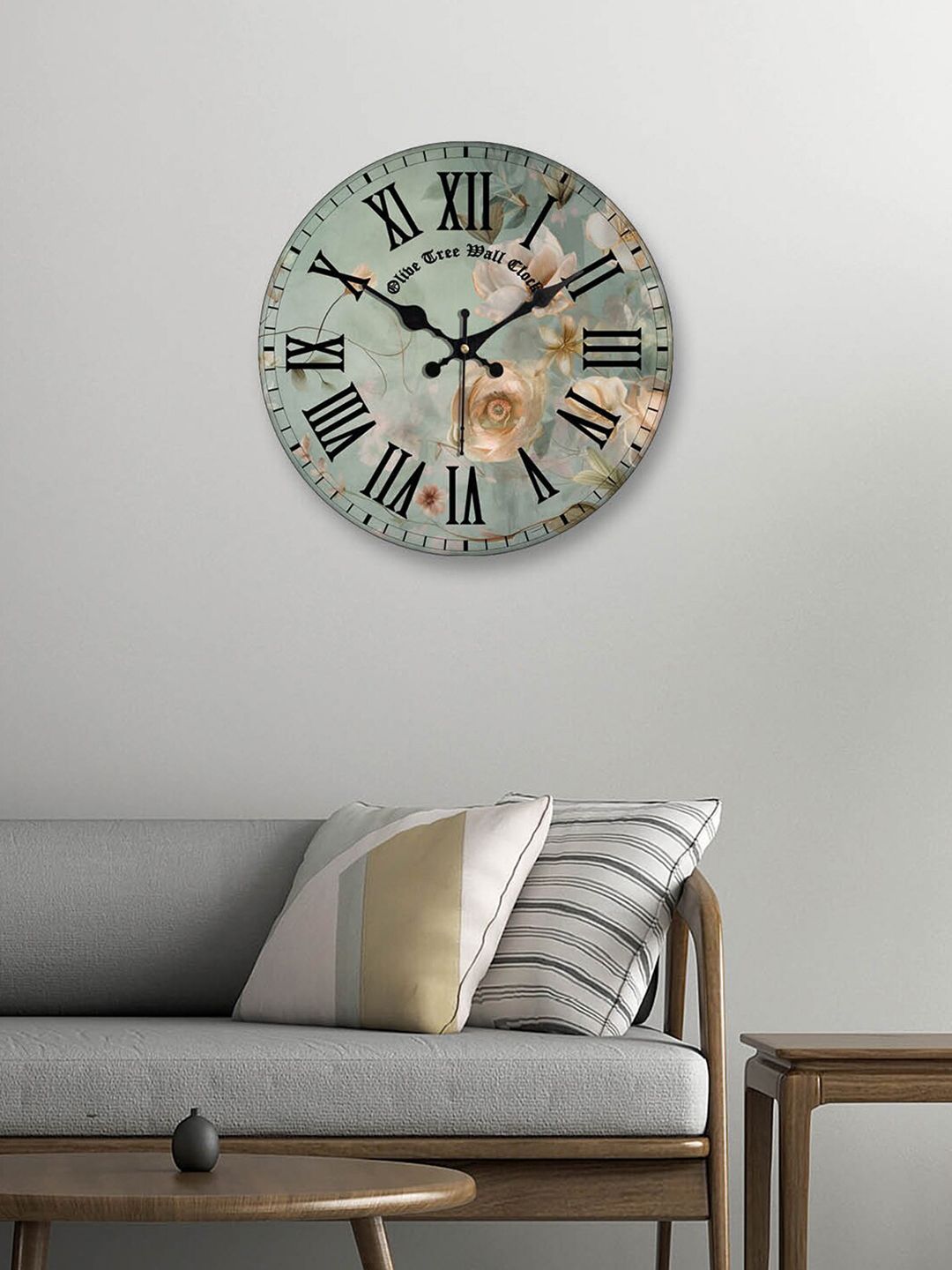 OLIVE TREE OLIVE TREE Grey & Black Printed Contemporary Wall Clock