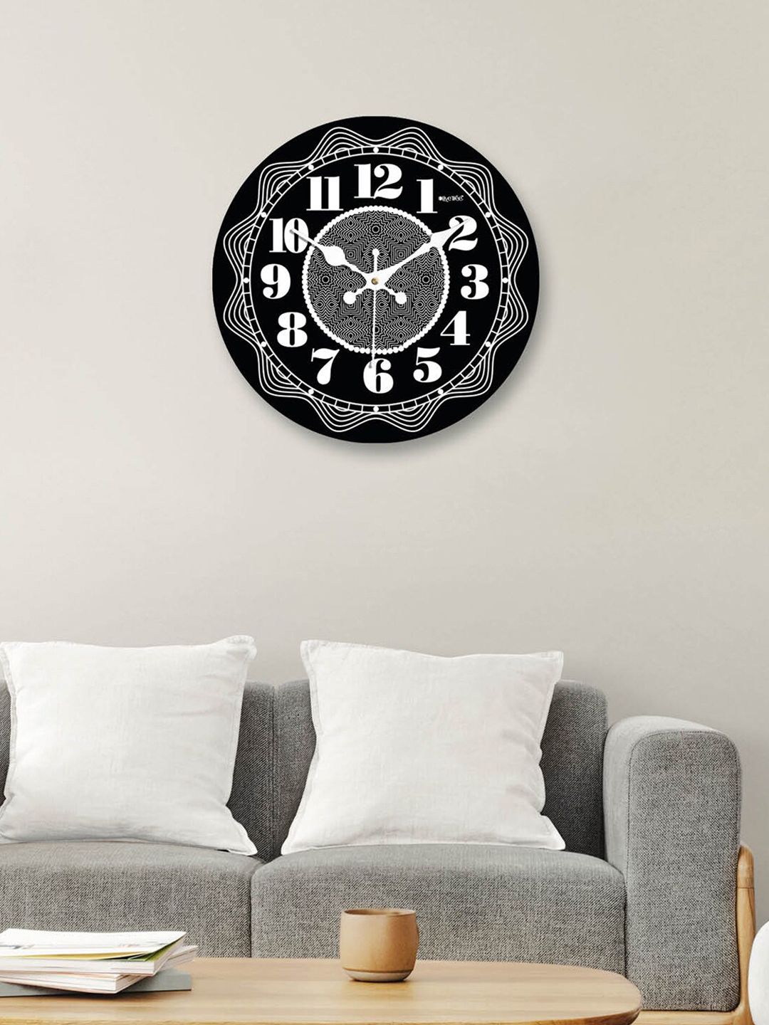 OLIVE TREE OLIVE TREE Black & White Printed Contemporary Wall Clock