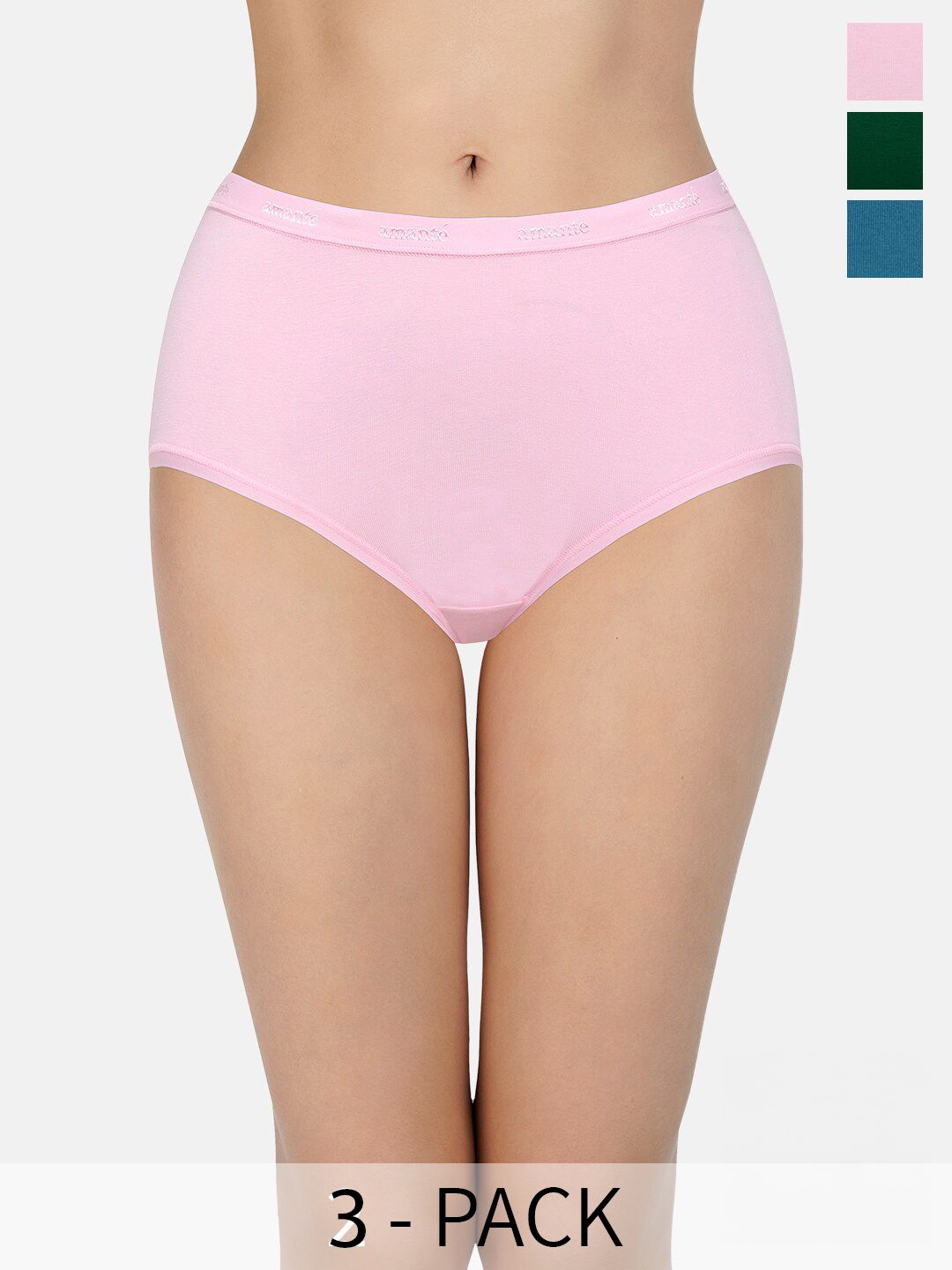 3 Pcs Assorted High Rise Brief Amante Assorted Pack of 3 High Rise Outer Elastic Basic Briefs
