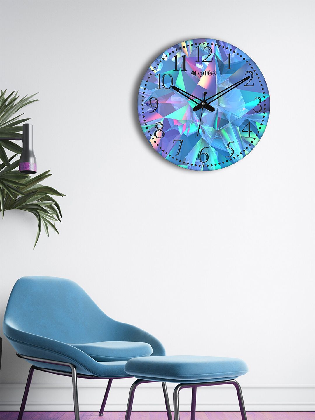 OLIVE TREE OLIVE TREE Blue & Pink Printed Contemporary Wall Clock