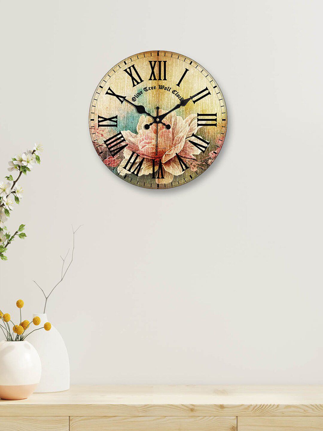 OLIVE TREE OLIVE TREE Brown & Green Printed Contemporary Wall Clock