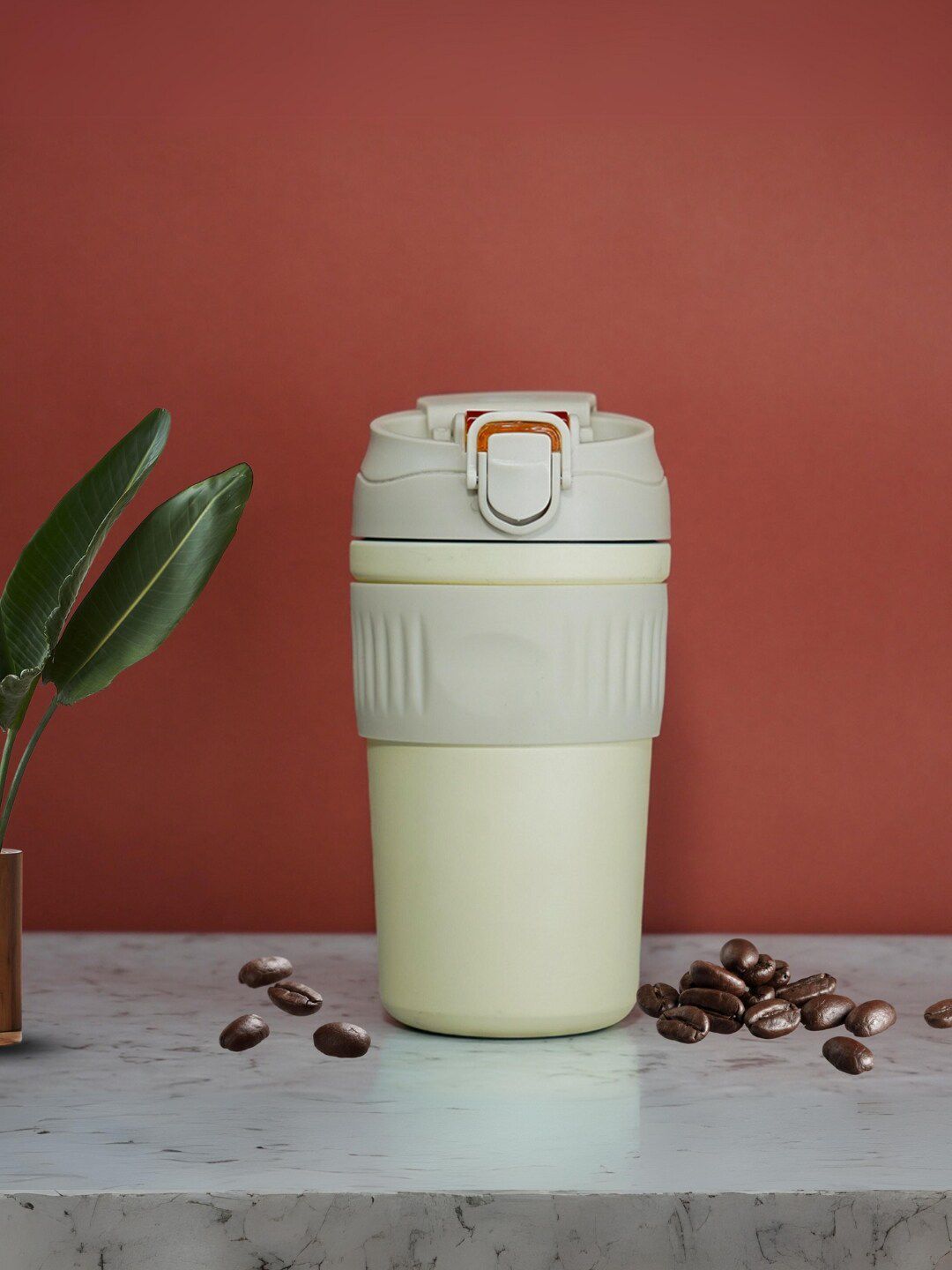 YELONA White Stainless Steel Handmade Mug-480ml