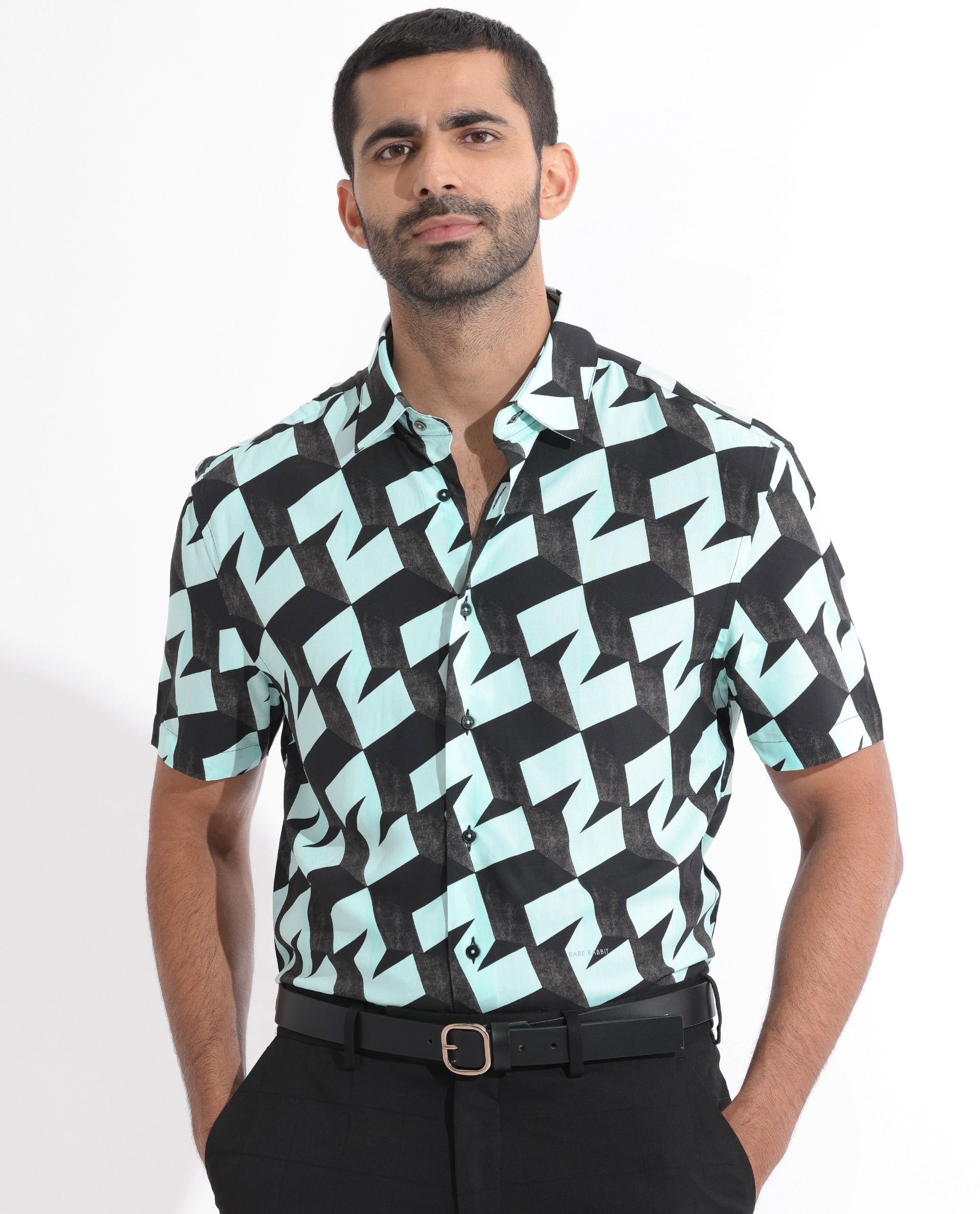 RARE RABBIT RARE RABBIT Men Brimmer Slim Fit Abstract Printed Cotton Shirt