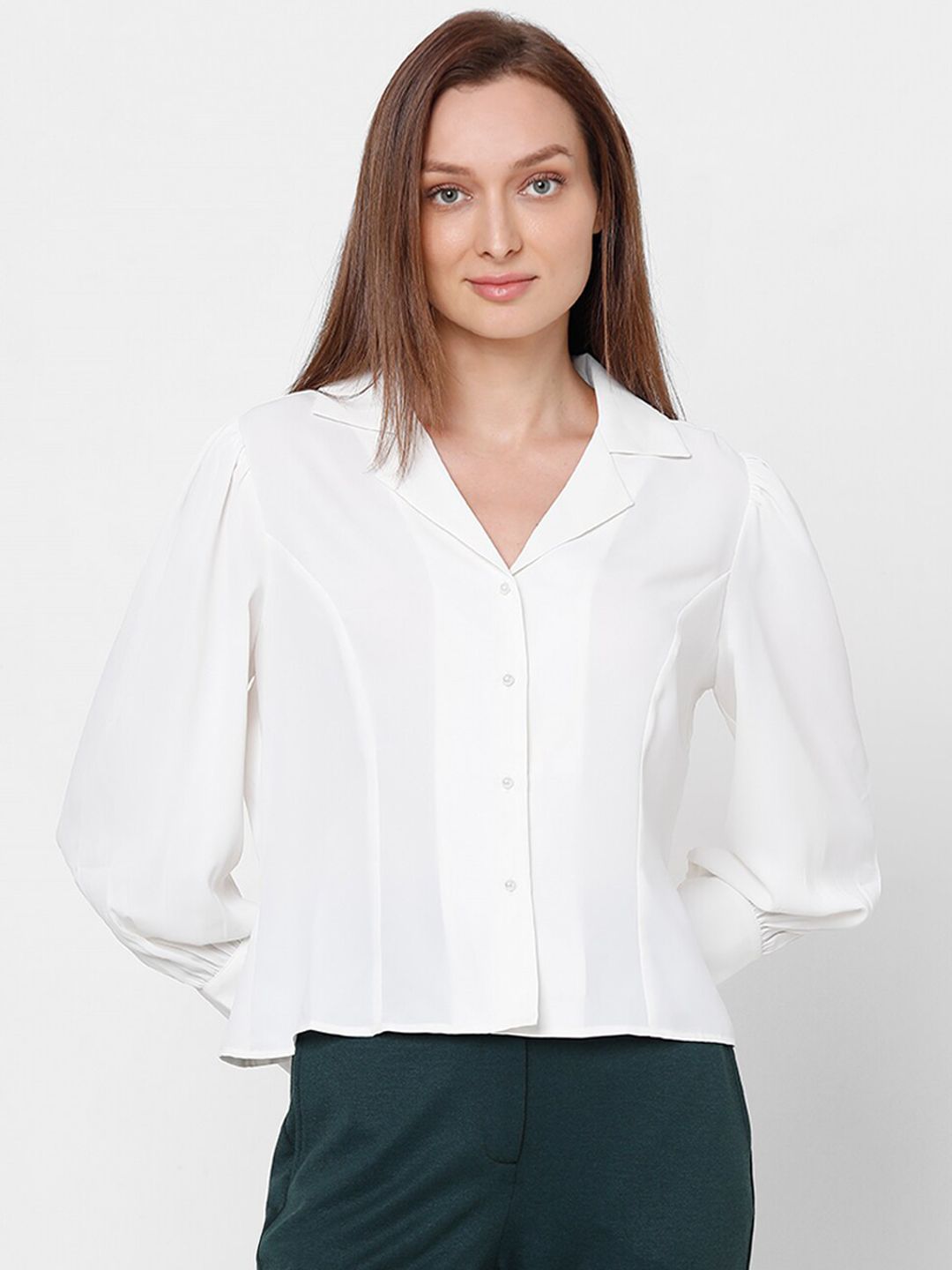 Vero Moda Cuban Collar Opaque Formal Shirt Price in India