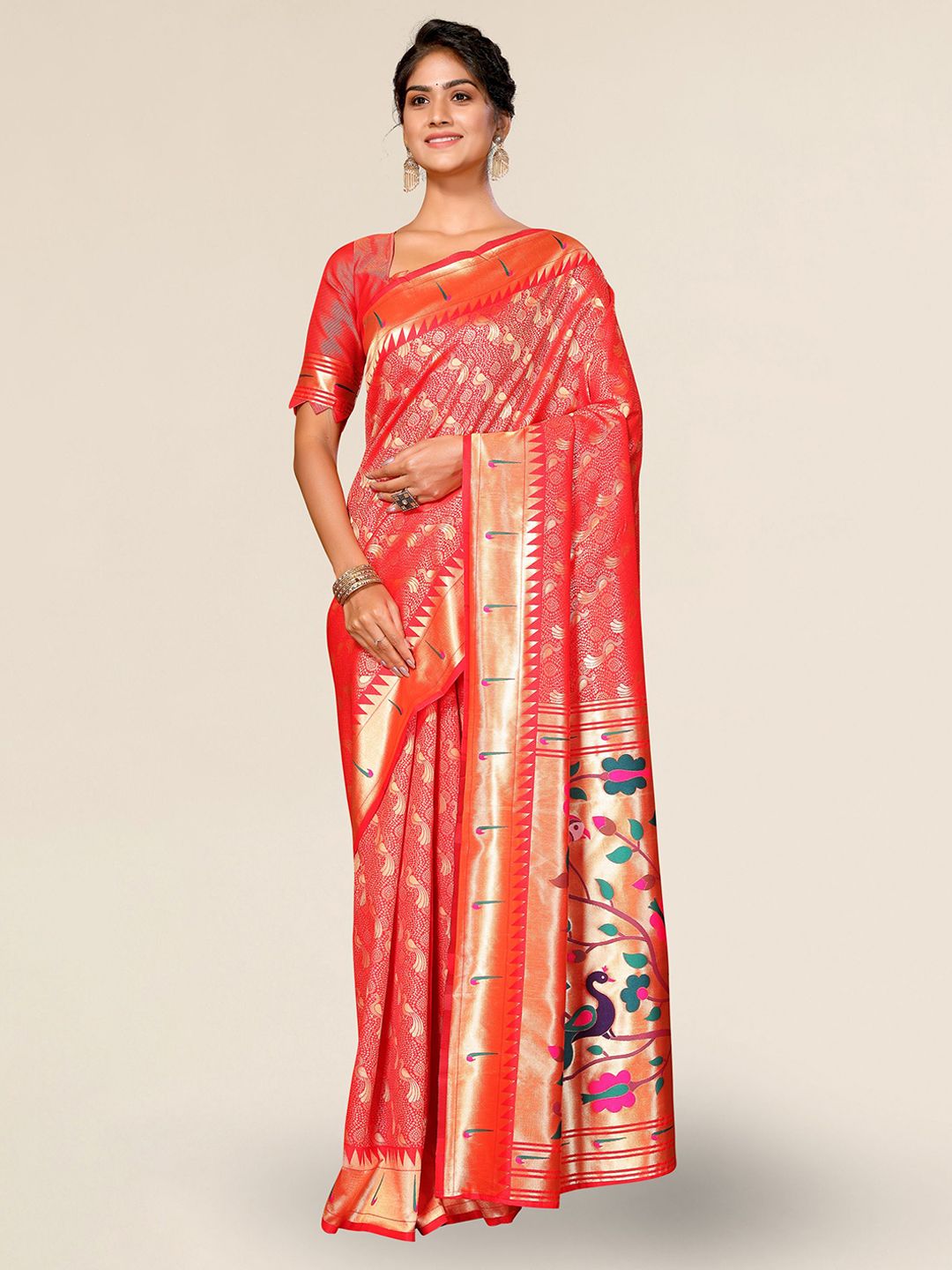 DIVASTRI Ethnic Motifs Woven Design Zari Paithani Saree