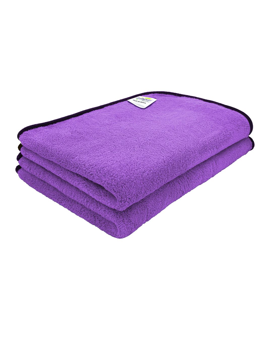 Softspun Microfiber 2 Pieces Purple 280 GSM Microfiber Super Soft Face Towels