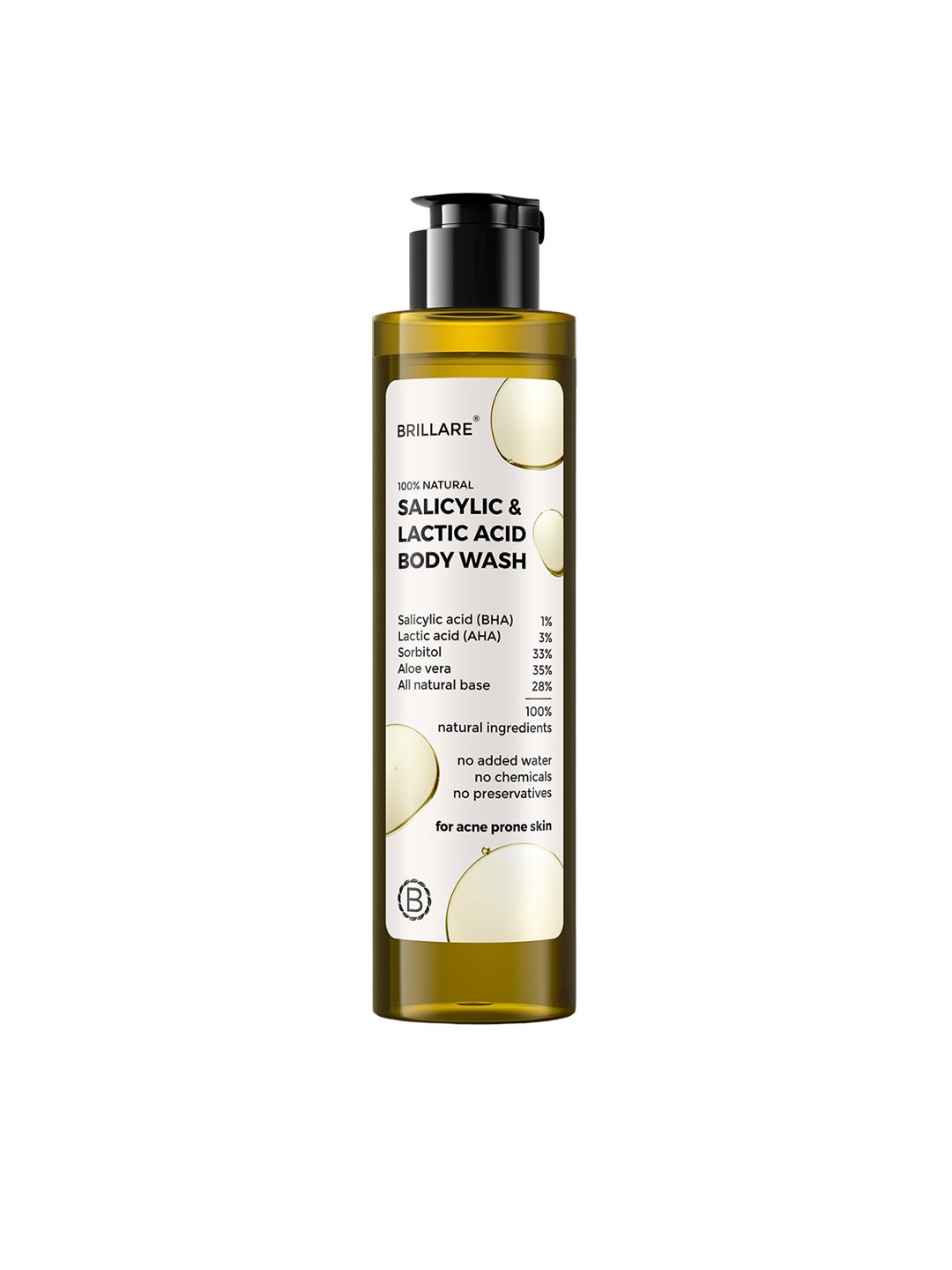 BRILLARE Salicylic & Lactic Acid Body Wash For Acne Prone Skin - 200ml