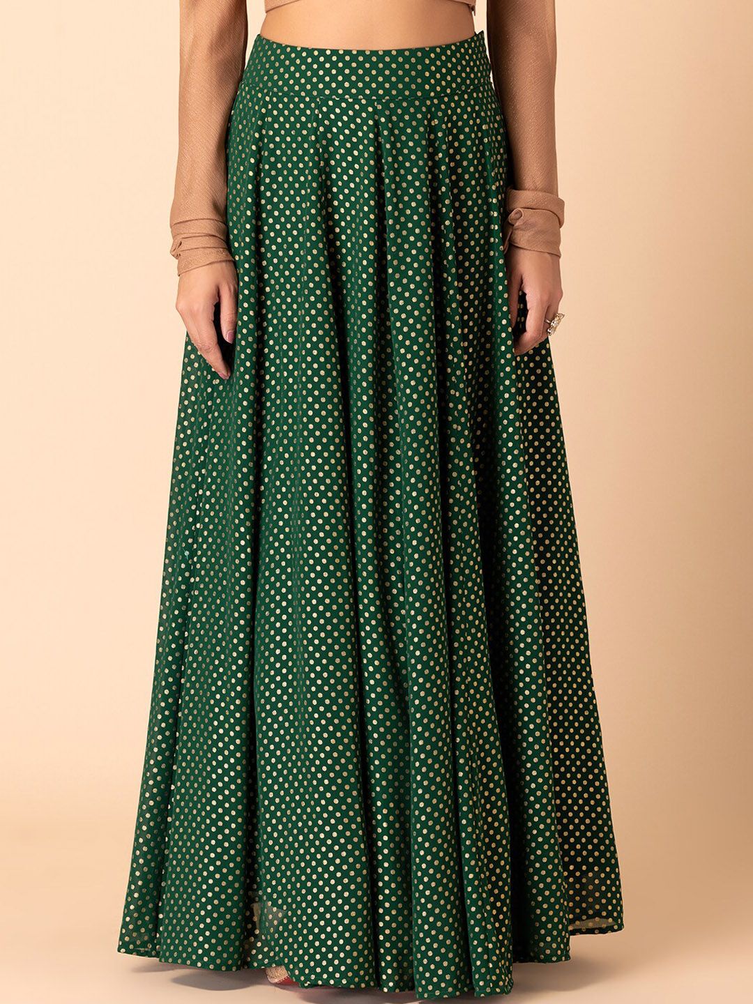 INDYA  Polka Dot Foil Printed Lehenga Skirt Price in India