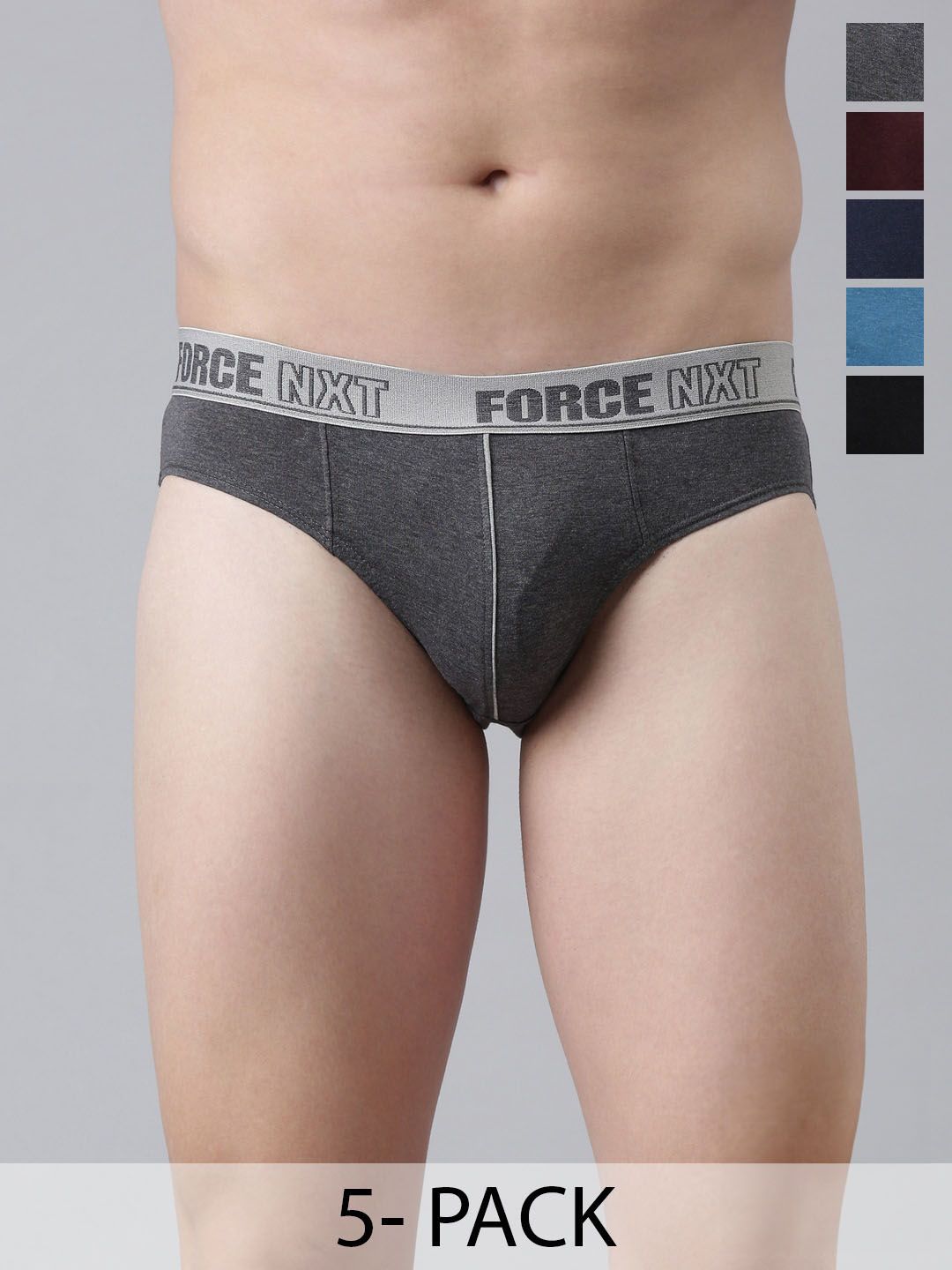 Force NXT Pack Of 5 Men Super Combed Cotton Solid Brief