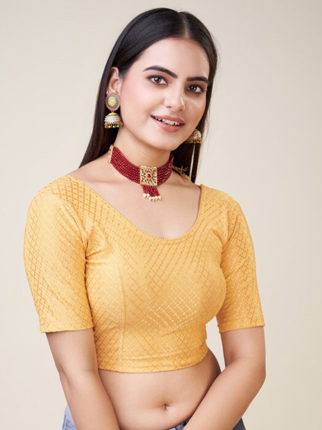 HIMRISE Self Design Saree Blouse