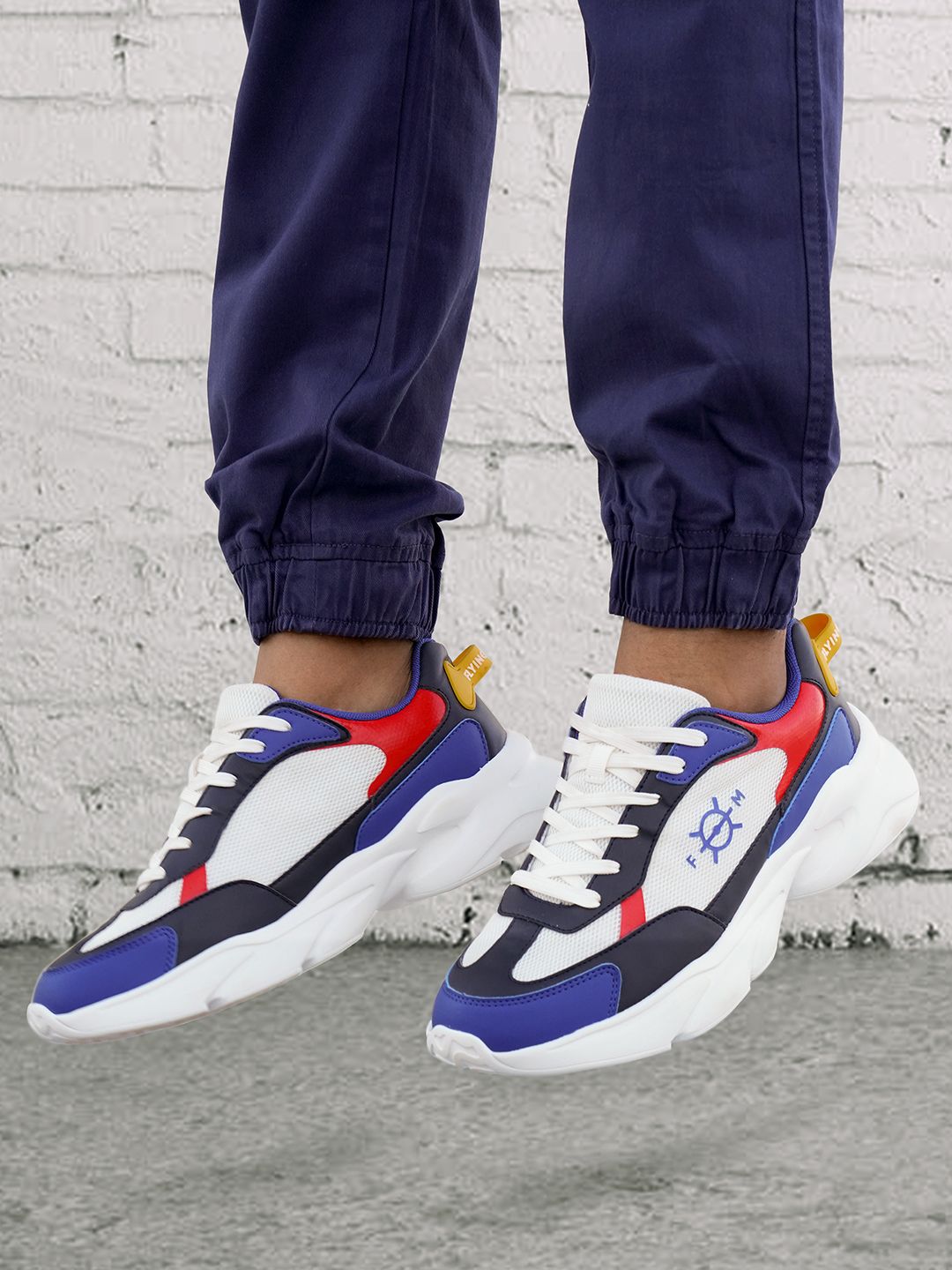 Flying Machine Men Colourblocked & Textured PU Sneakers