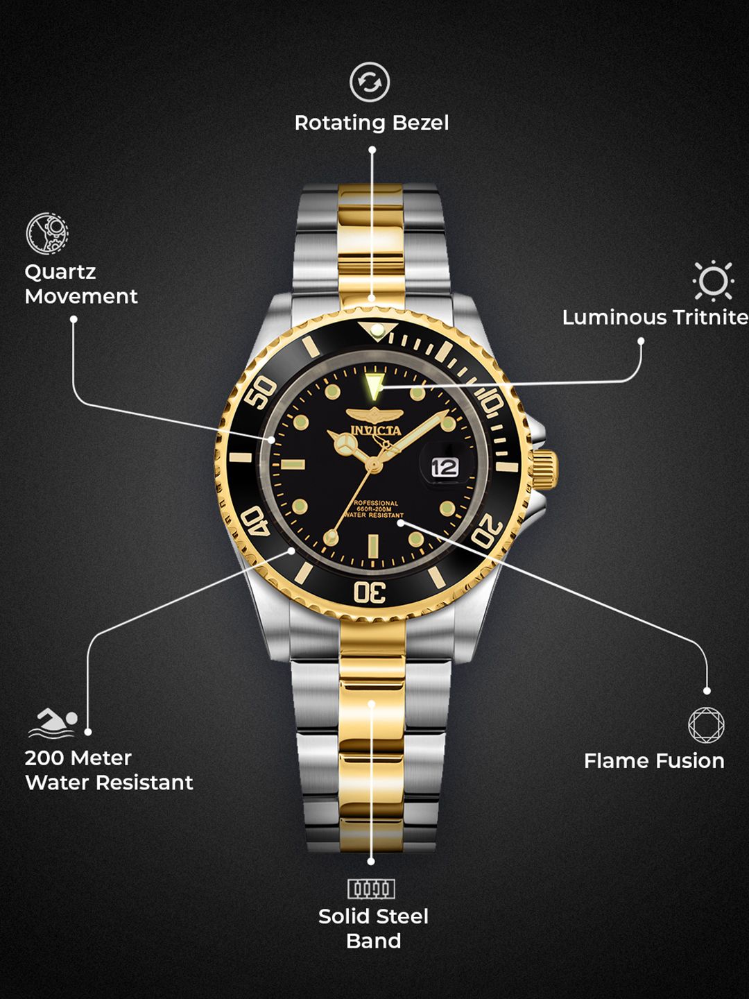 Buy Invicta Men Pro Diver 200 M Quartz Black Dial Analog Watch